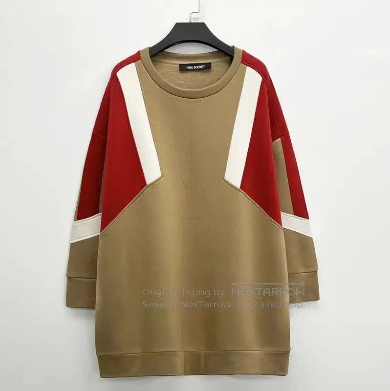 Neil Barrett Neil Barrett Khaki Colorblock Sweatshirt . Size US XXS / EU 40 - 1 Thumbnail