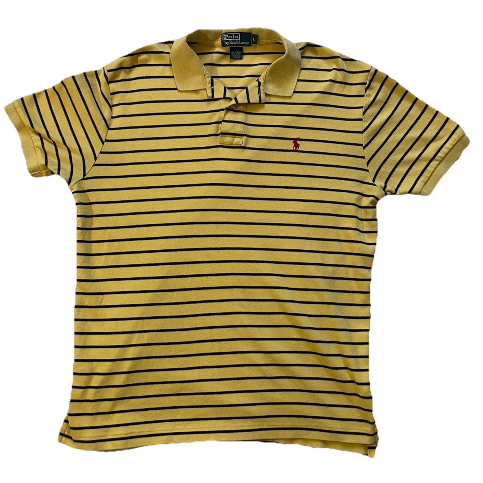 Polo Ralph Lauren Rare VTG POLO RALPH LAUREN Pony Striped Polo Shirt Yellow Size US L / EU 52-54 / 3 - 1 Thumbnail