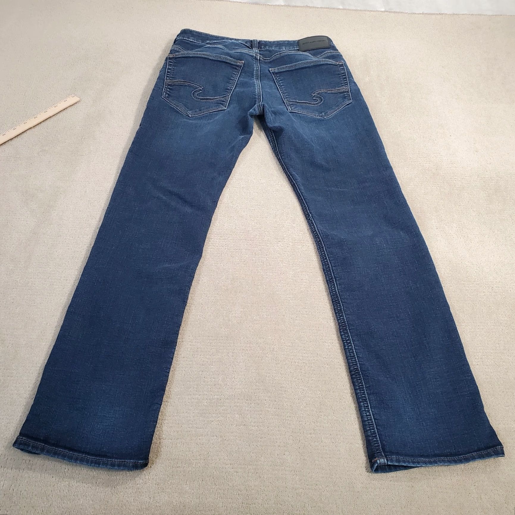 Silver Jeans Co. Silver Jeans Mens Jeans 30x32 Blue Allan Straight Denim Dark Wash - Logo Pockets, Regular Fit, Cotton, Vintage: No, Size 30, Inseam 32, - Mens Size US 30 / EU 46 - 7 Thumbnail