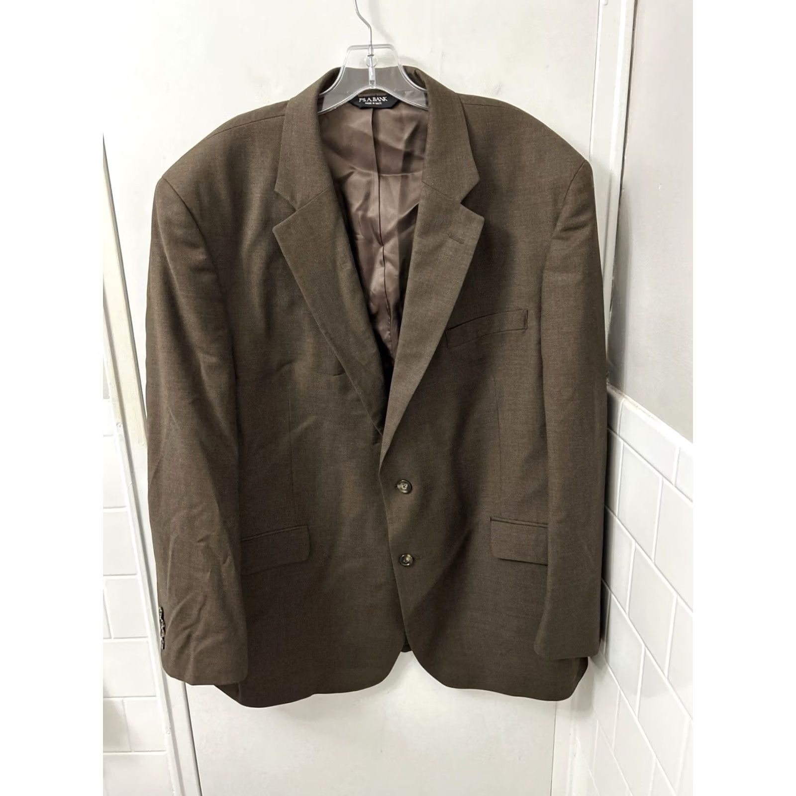 Jos. A. Bank Jos. A. Bank Blazer Mens 48R Brown 100% Wool 2 Button Sport Coat Jacket Size 48R - 2 Thumbnail