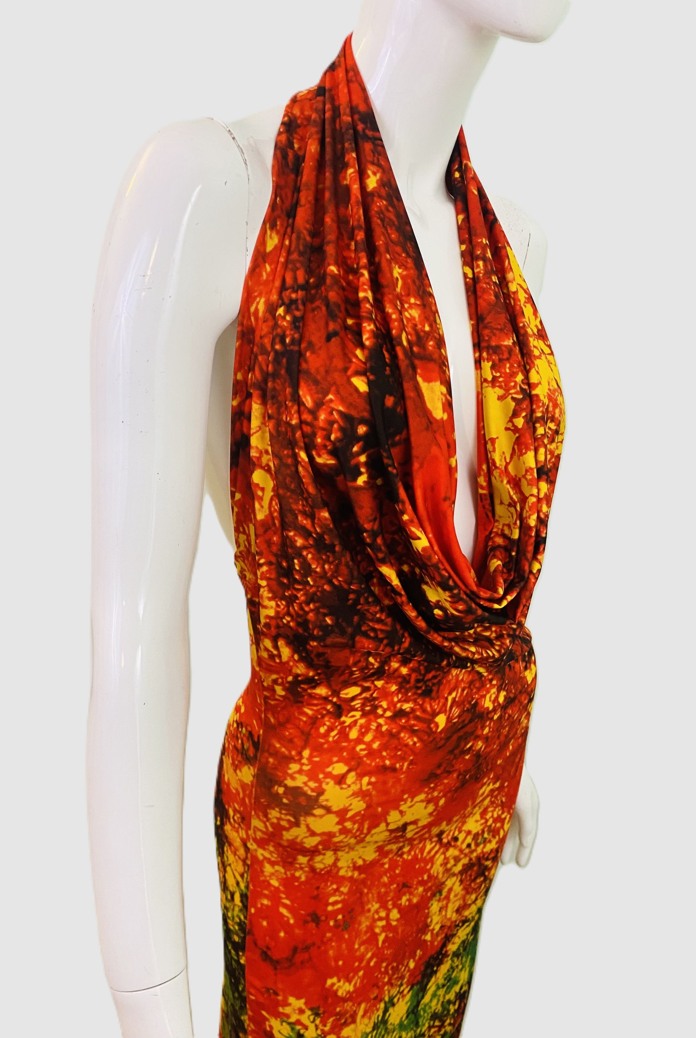 plein sud Plein Sud Mock Neck Deep V Cut Out Lava Tie Dye Dress Size M / US 6-8 / IT 42-44 - 6 Thumbnail