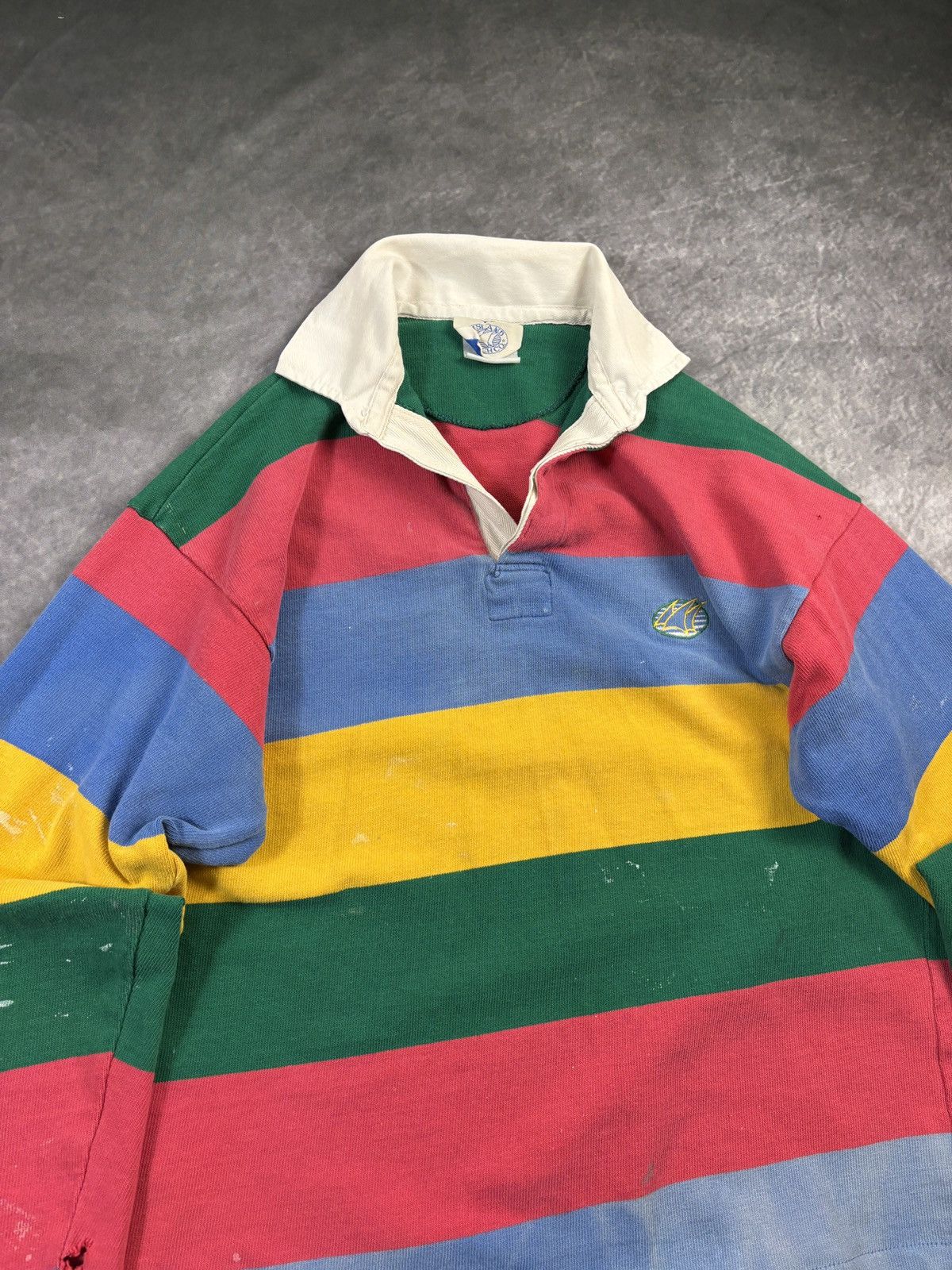 Vintage Vintage Rugby Polo Longsleeve Faded Cropped Striped 80s 90s Size US M / EU 48-50 / 2 - 20 Thumbnail