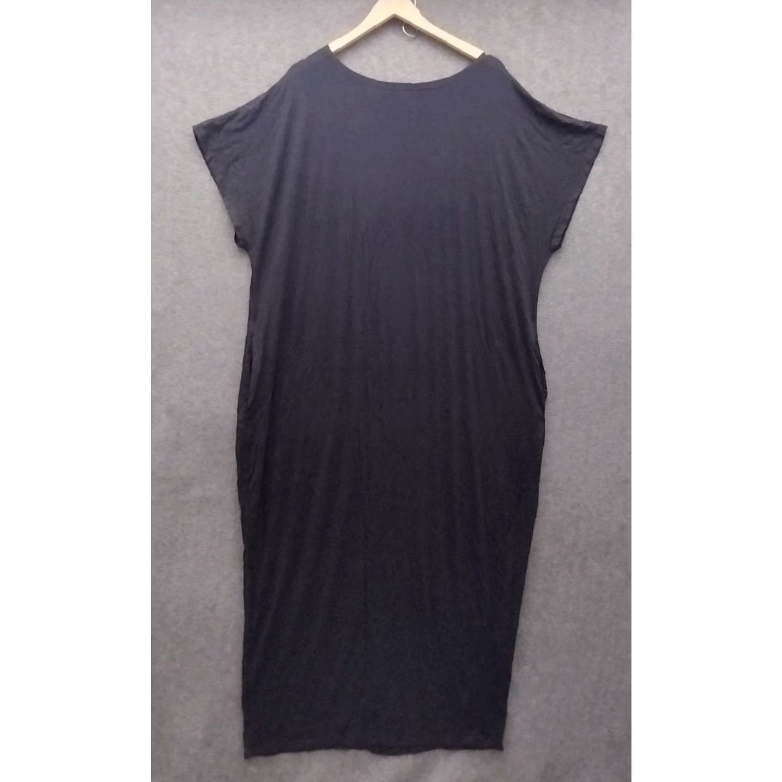 Vintage Nemidor Women's Dress Casual Long A-Line Pocket Short Sleeve Round Neck 2XL Black - Plus Size Shirt/Daywear Size 40" / US 18 - 2 Thumbnail