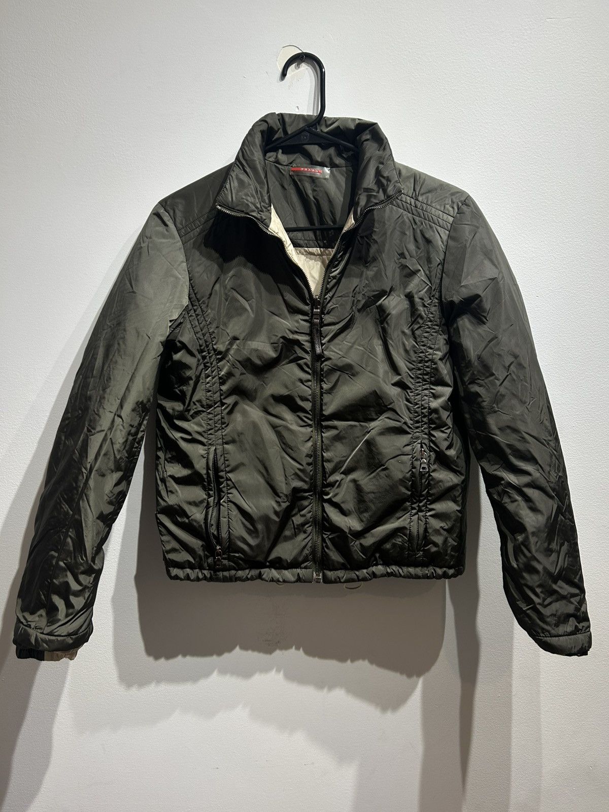 Prada Reversible Jacket Size 42 S-M Olive GREEN Brown Beige Womens Size M / US 6-8 / IT 42-44 - 2 Thumbnail