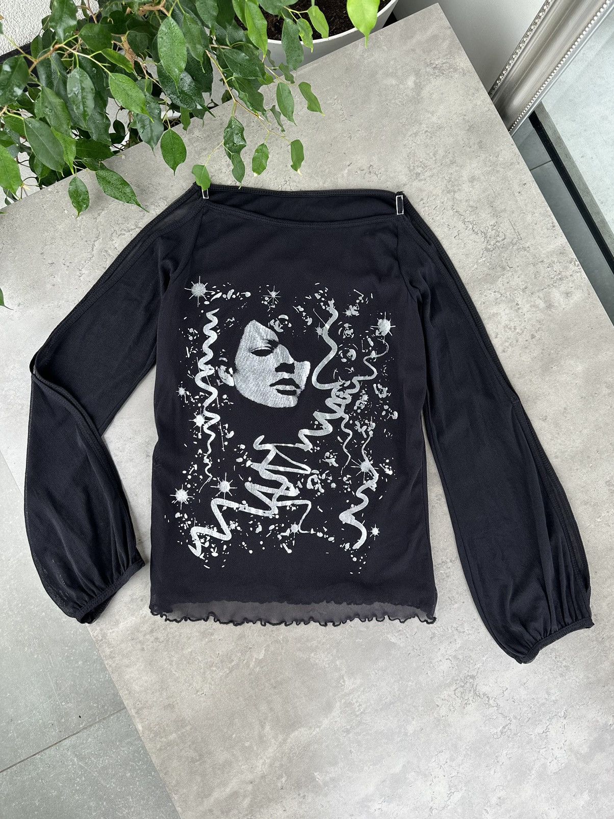 Japanese Brand Vintage Mesh Printed Long Sleeve Size S / US 4 / IT 40 - 1 Thumbnail