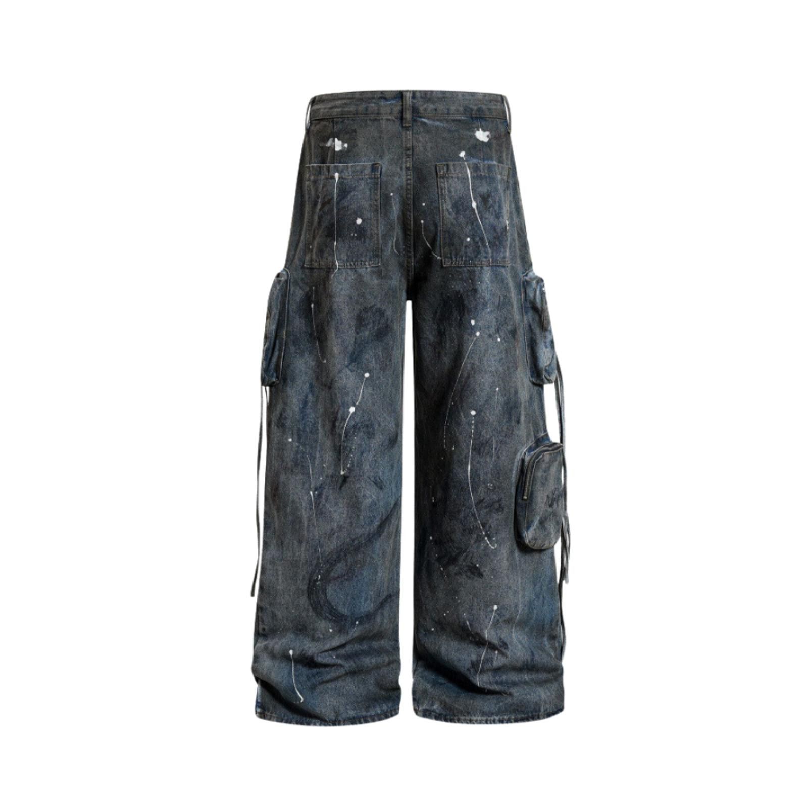 Other Paint-Splatter Multi-Pocket Wide-Leg Cargo Denim Jeans Size US 32 / EU 48 - 6 Thumbnail