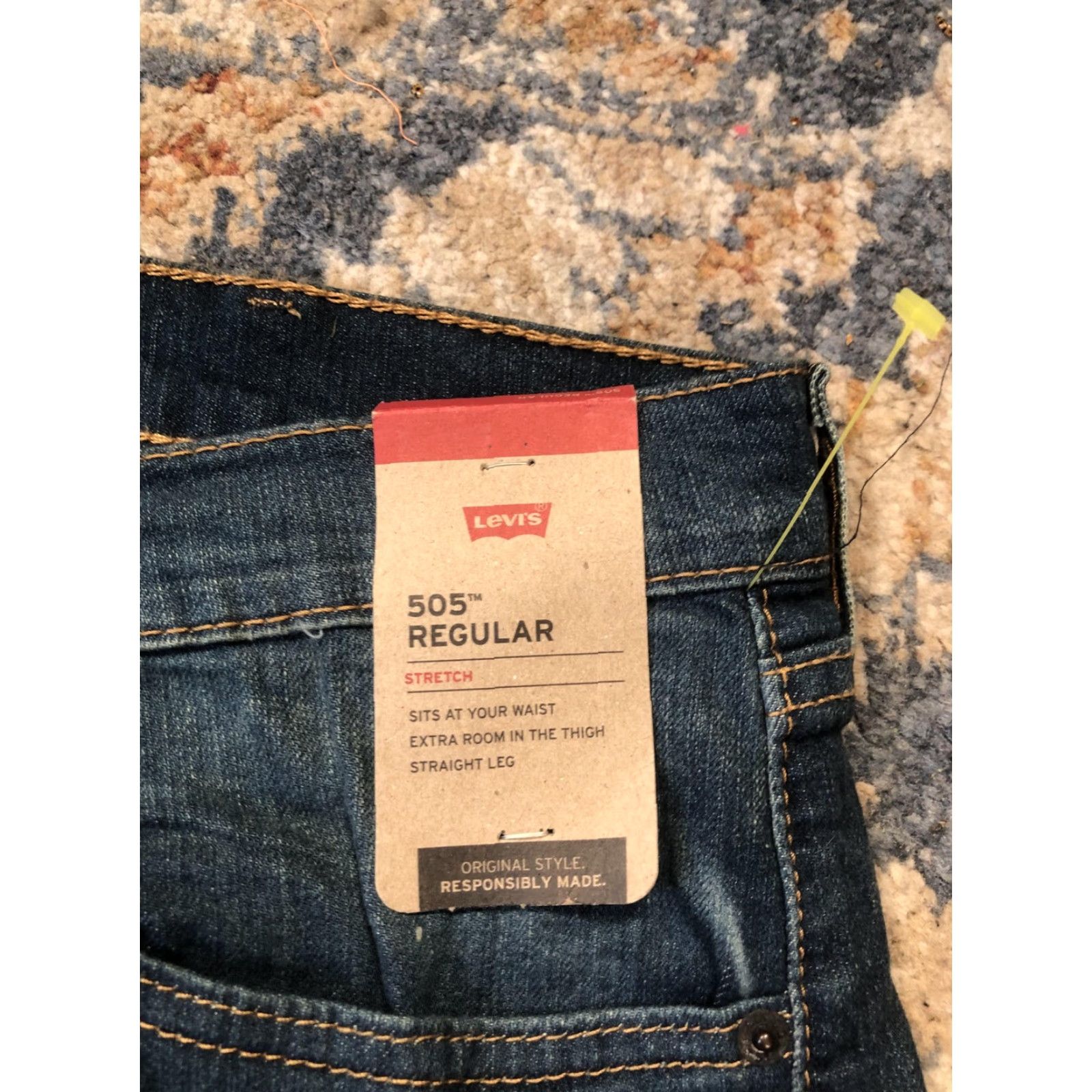 Levi's Levi's 505 Regular Jeans Mens 38x34 Blue Medium Wash Straight Leg Stretch Denim Shirt? Size US 38 / EU 54 - 6 Thumbnail