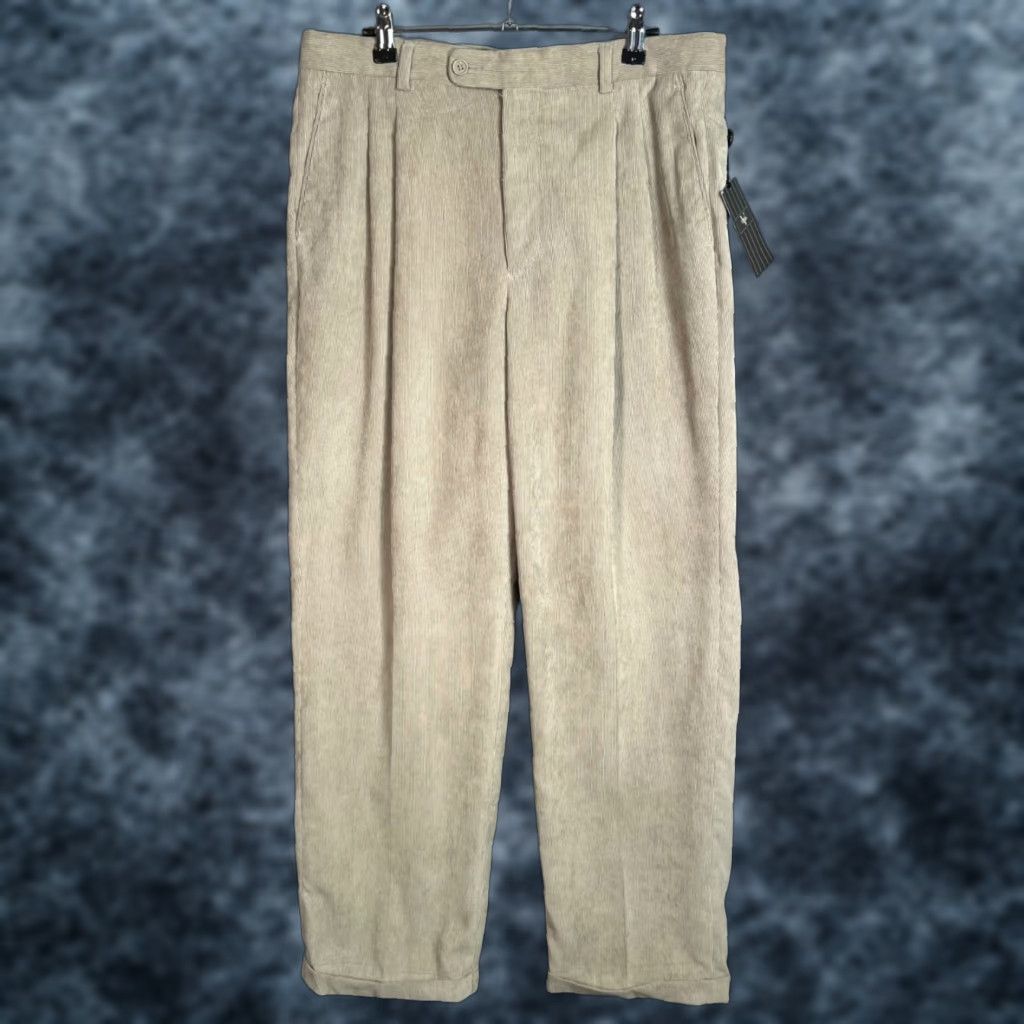 Vintage Villini Beige Pleated Trousers Mens Size 34 x 30 Polyester Blend Dress Pants Size US 34 / EU 50 - 1 Thumbnail