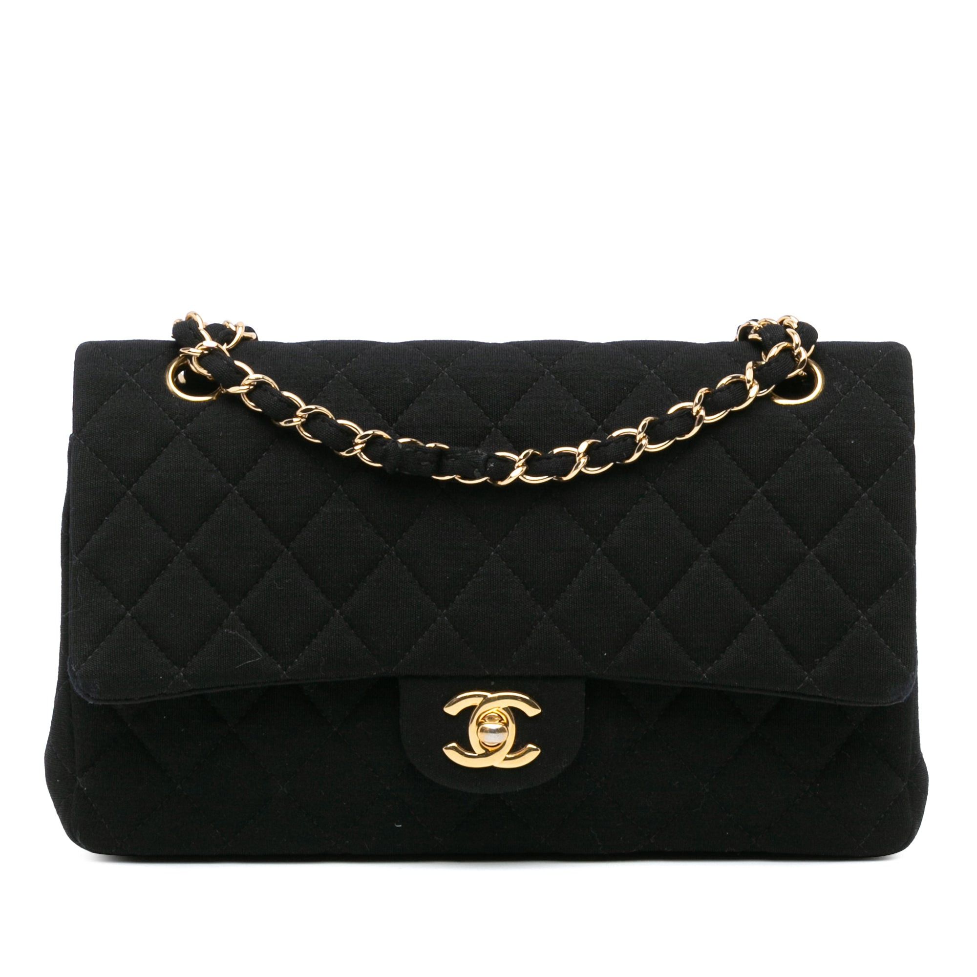 Chanel Chanel Medium Classic Jersey Double Flap Black Size ONE SIZE - 1 Thumbnail
