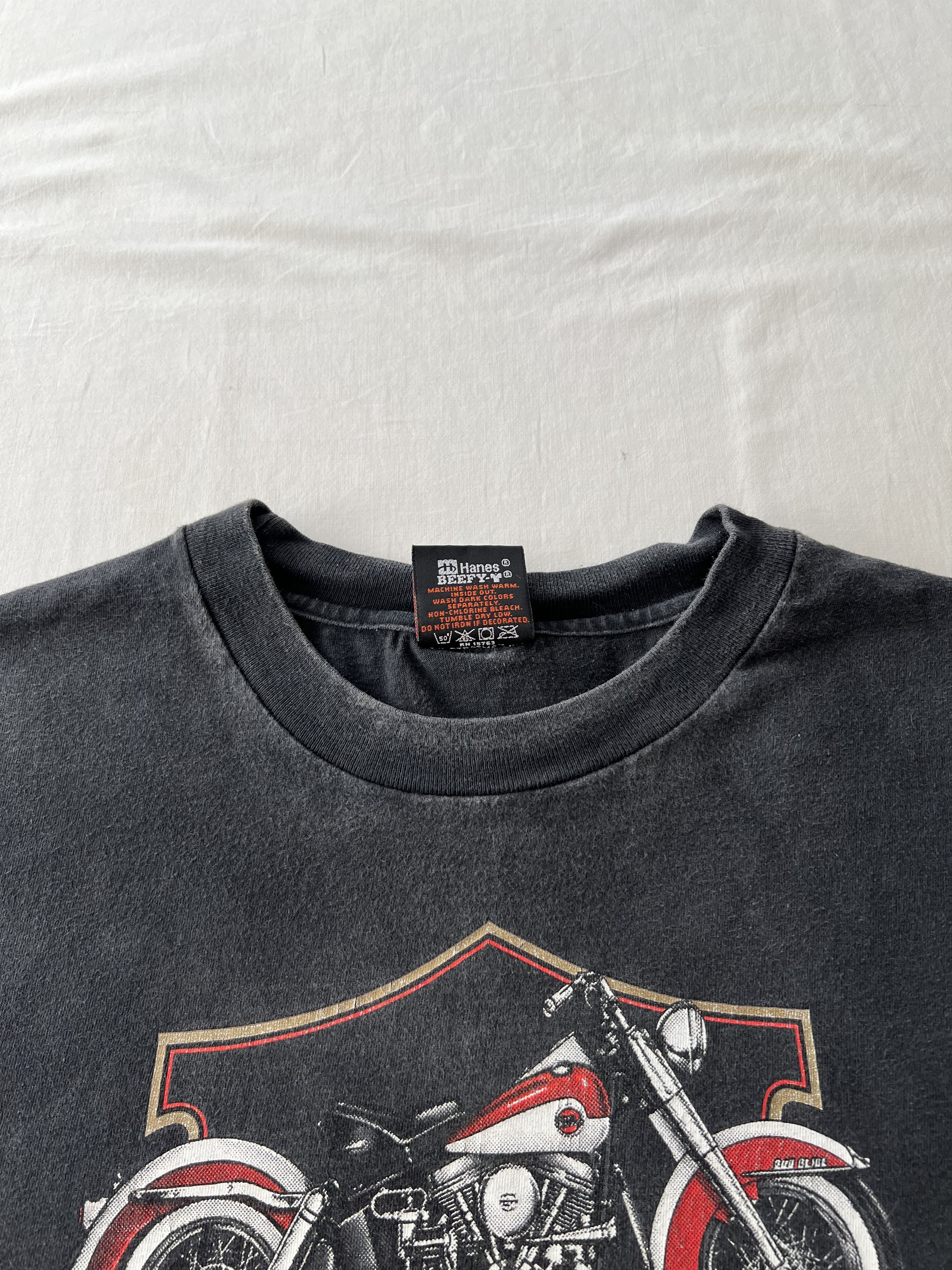 Harley Davidson Vintage 90s Harley Davidson 1958 Panhead Florida Black Tee Size US XL / EU 56 / 4 - 15 Thumbnail