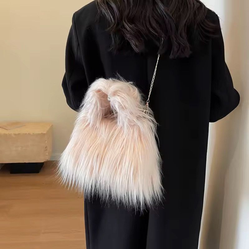 Other Fluffy Faux Fur Pink Streetwear Crossbody Hand Tote Bag Size ONE SIZE - 1 Thumbnail