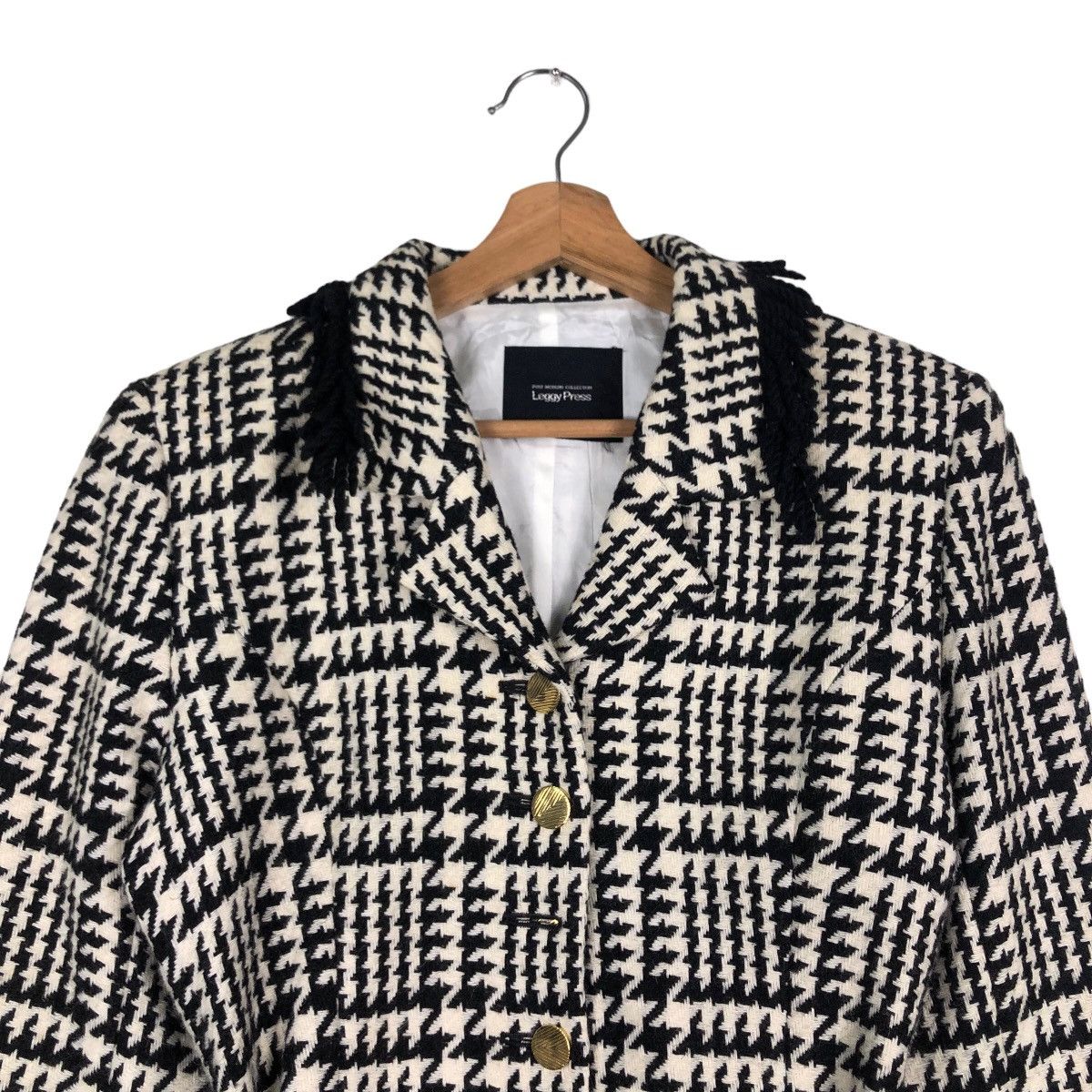 Japanese Brand 🔥Vintage Cropped Tweed Jacket Wool Belt Leggy Press Japan Size M / US 6-8 / IT 42-44 - 3 Thumbnail