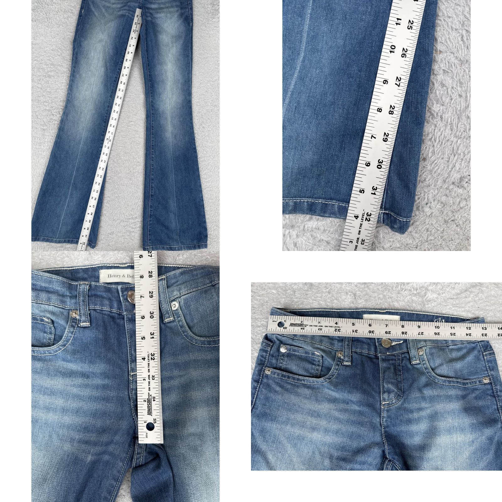 Denime Henry & Belle Lila Jeans Women 24 Flared Denim Blue 90s City Stretch Pockets 5-Pocket Regular Rise Low Rise 24x33 Vintage No Size 42" / US 20 - 8 Thumbnail
