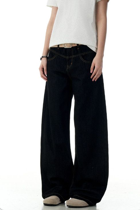 Jean American black men's retro wide-leg casual scimitar jeans Size US 32 / EU 48 - 2 Thumbnail