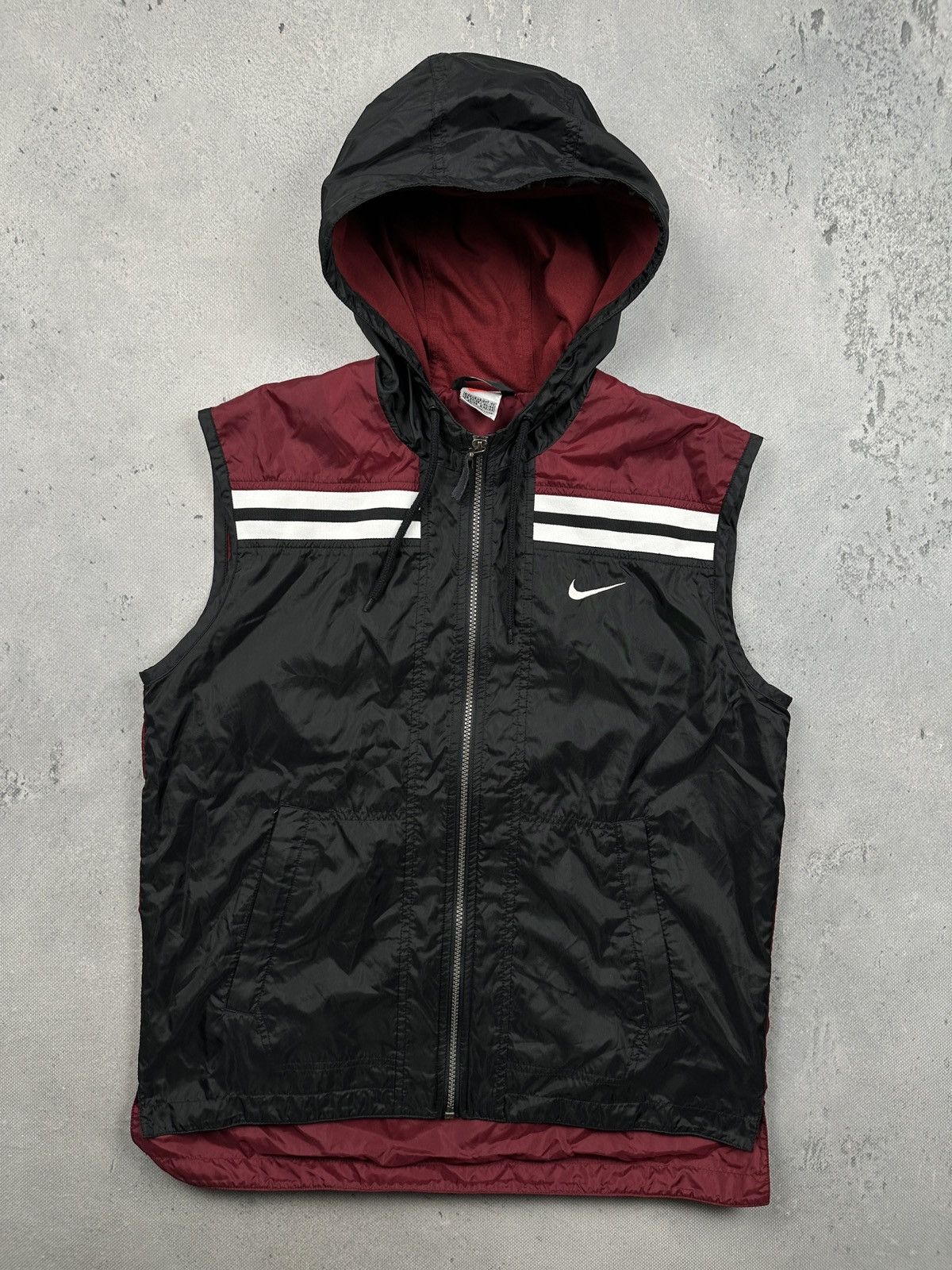 Nike Vintage Y2K Nike Swoosh Hooded Windbreaker Vest Black Red Size US XS / EU 42 / 0 - 5 Thumbnail