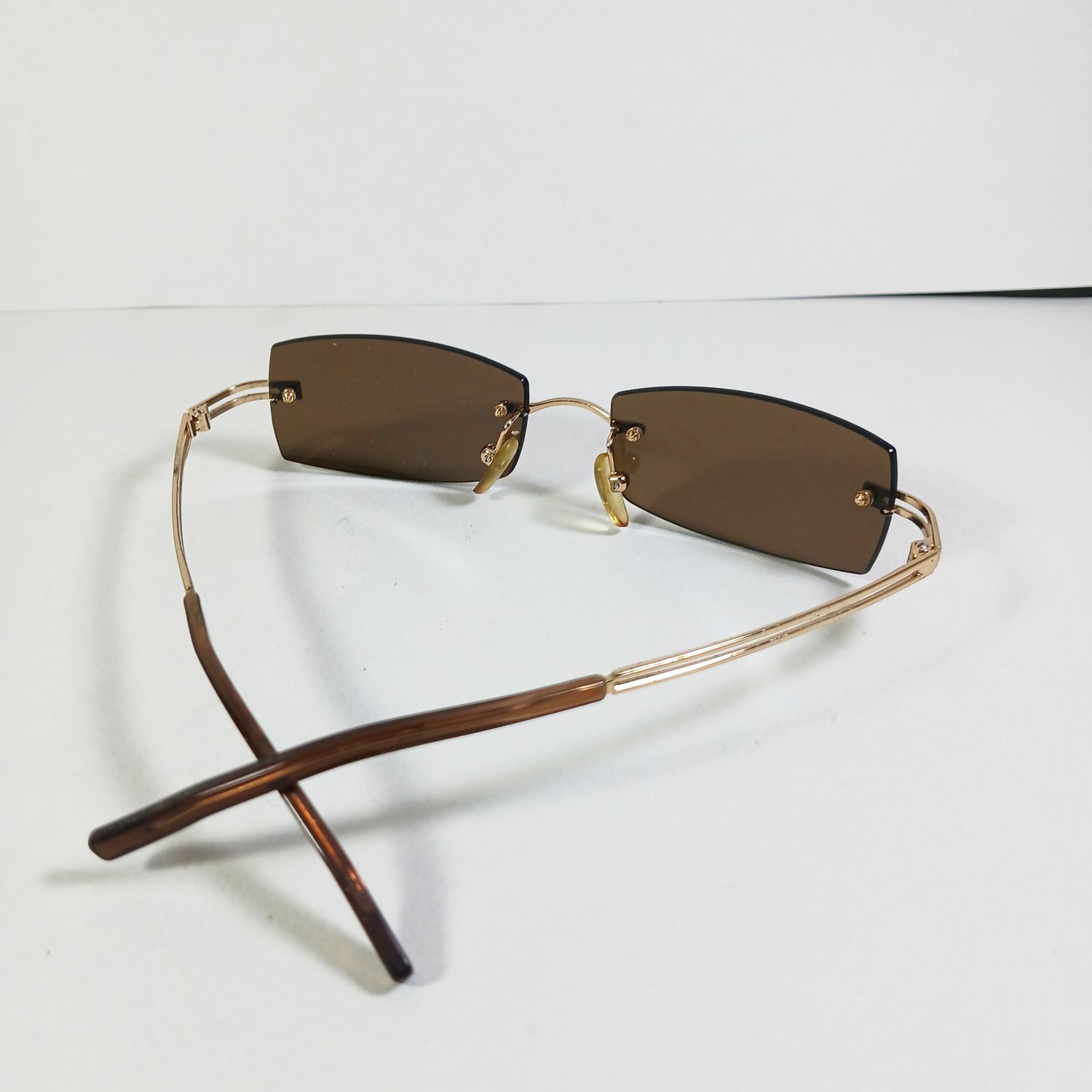 Givenchy × Vintage Givenchy SGV 002 Col300X Gold/Brown Slim Rimless Sunglasses Size ONE SIZE - 8 Thumbnail