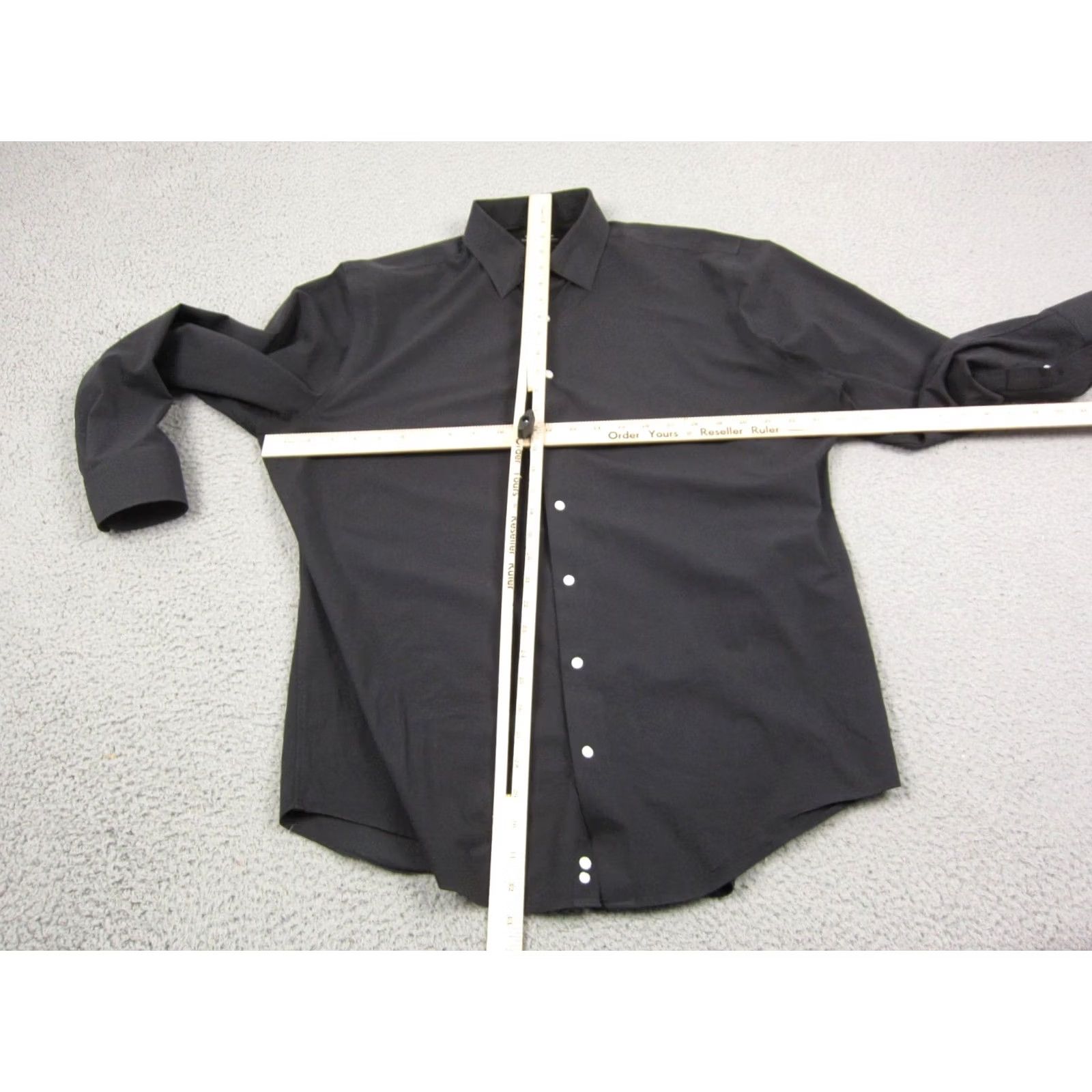 Nordstrom Nordstrom Shirt Mens 16.5 Large Black Button-Up Casual Solid Cotton Polyester Spandex 90s Classic Vintage: No Size US XL / EU 56 / 4 - 6 Thumbnail
