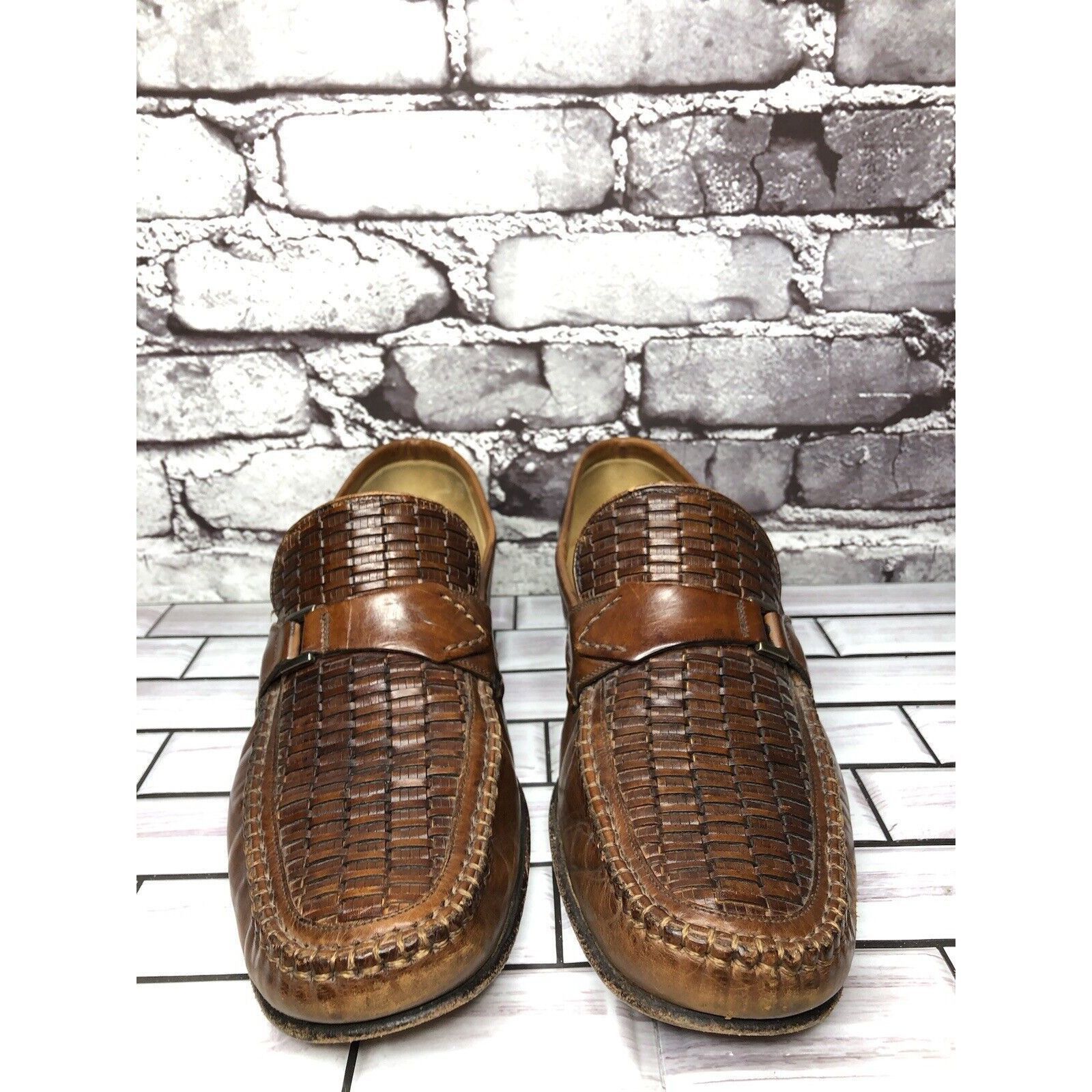 Johnston & Murphy Johnston & Murphy Handcrafted Brown Leather Weaves Dress Loa Size US 11 / EU 44 - 12 Thumbnail