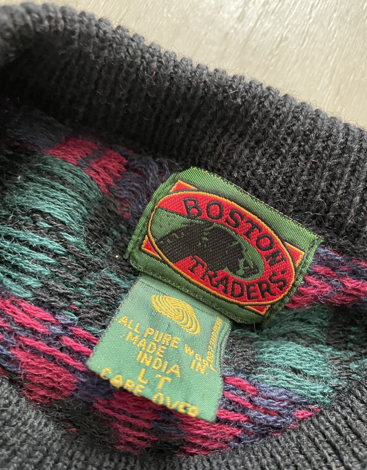 Boston Traders Vintage Boston Traders 100% Wool Sweater Geometric Knit Sz L Size US L / EU 52-54 / 3 - 3 Thumbnail