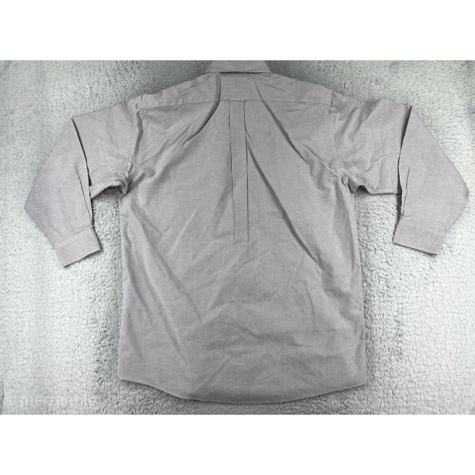 Vintage Gold Label Shirt Button-Up Mens 16.5 Gray Long Sleeve 100% Cotton Oxford Dress Size 42R - 2 Thumbnail