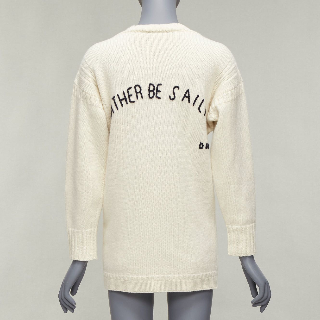 image of Dior 2019 Wool Cashmere Cream Rather Be Sailing Long Pullover Sweater Fr34 Xs, Women's