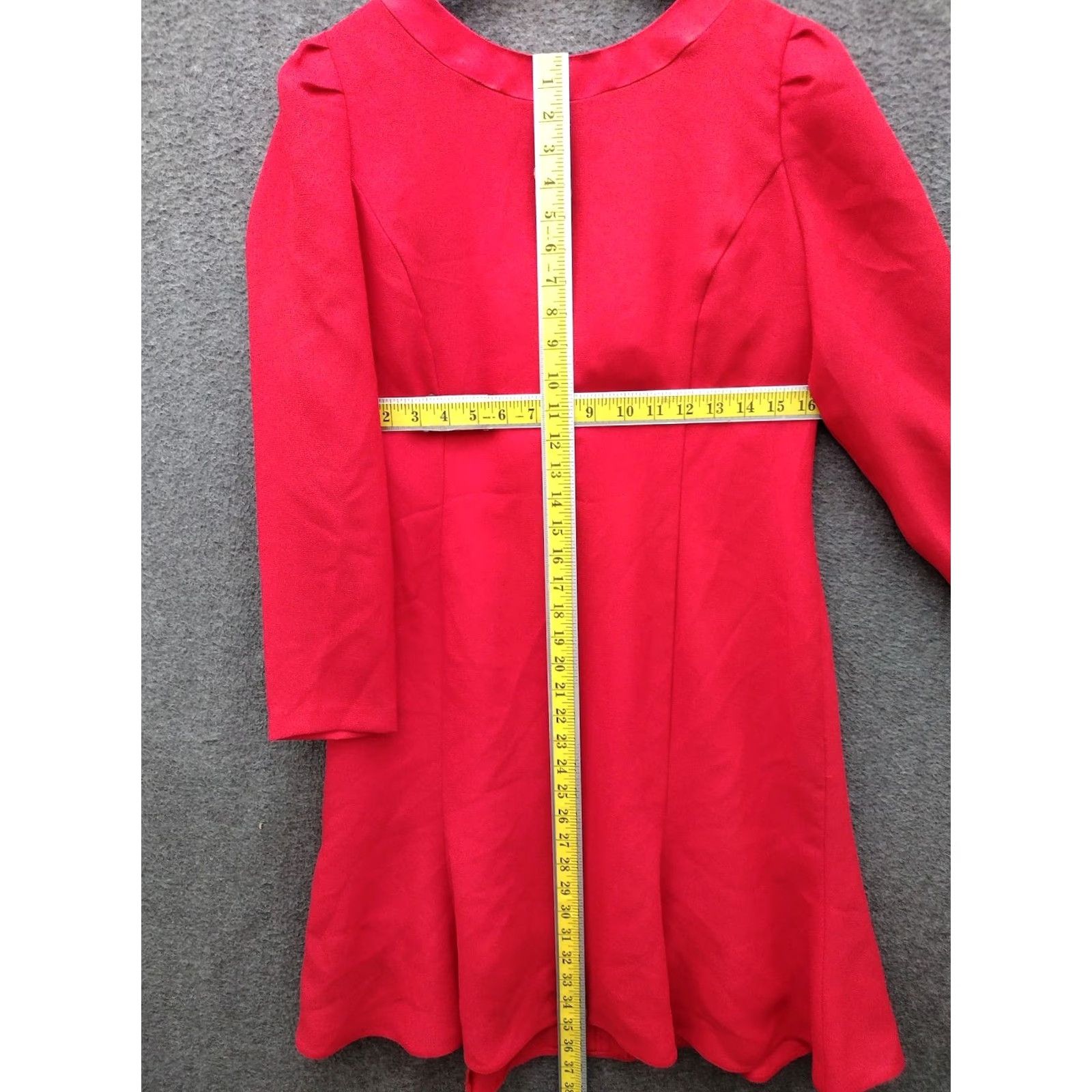 Bcbgmaxazria VINTAGE BCBGMAXAZRIA Dress Red Long Sleeve Zip Bow Back Knee Length M Womens Size M / US 6-8 / IT 42-44 - 4 Thumbnail