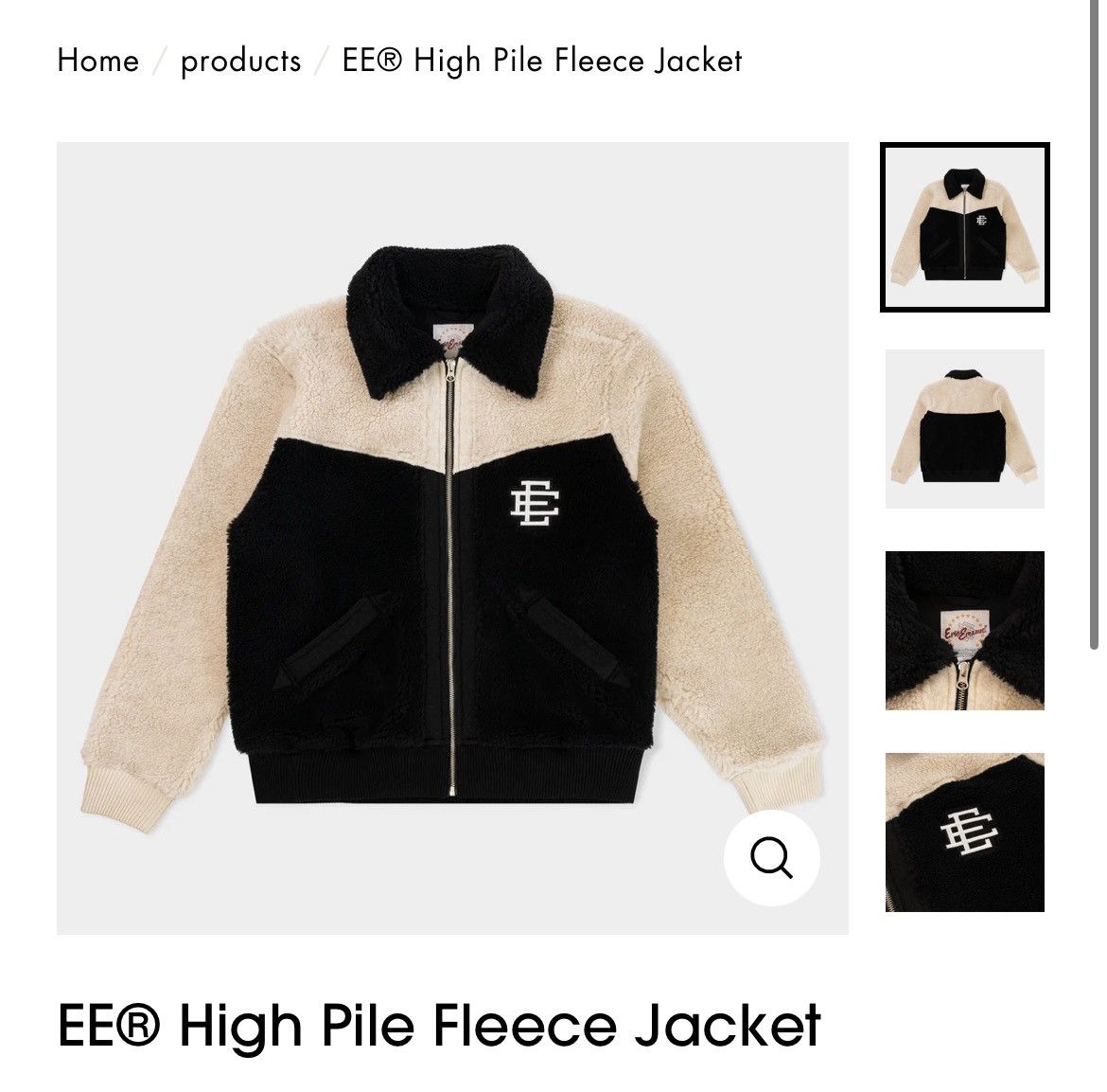 Eric Emanuel black & white high pile fleece jacket large