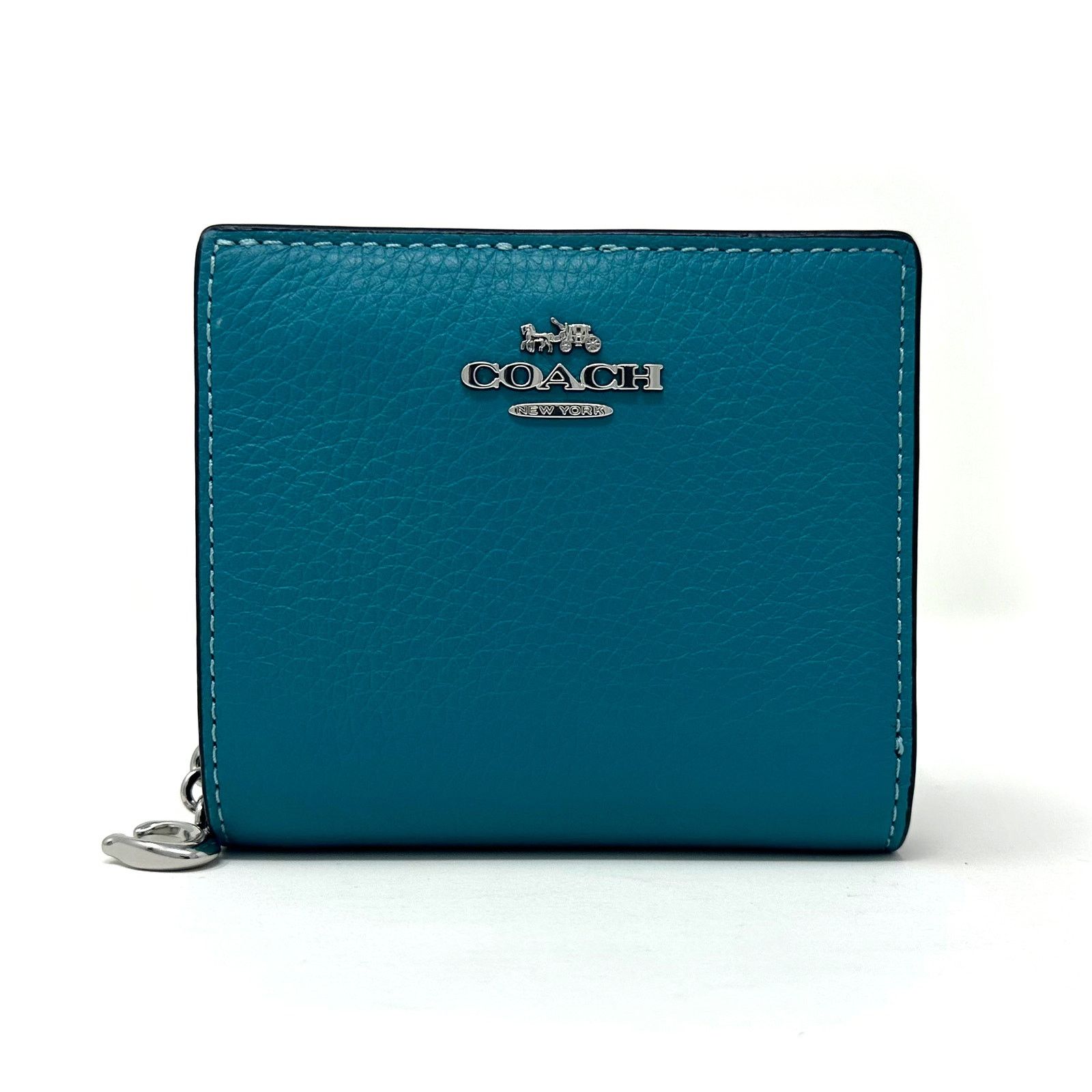 image of Coach Snap Wallet In Teal Leather C2862 New With Tags in Blue, Women's