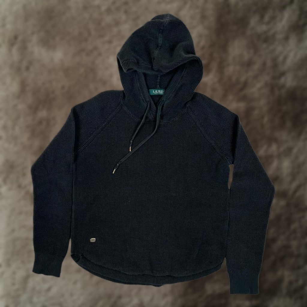 Ralph Lauren Lauren Ralph Lauren Sweater Womens Medium Gray Hooded Knit Raglan Logo Pullover Size M / US 6-8 / IT 42-44 - 1 Thumbnail