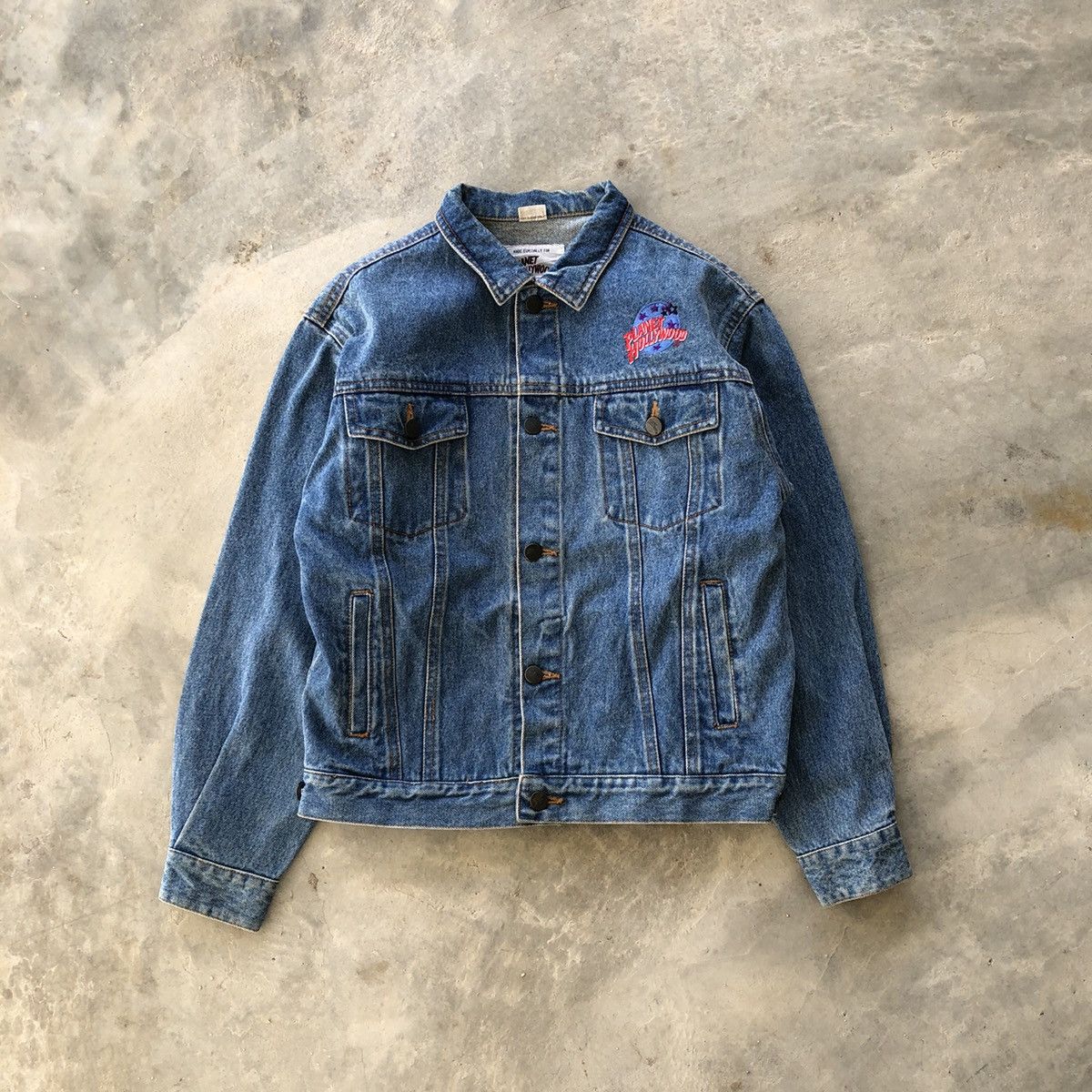 Planet Hollywood × Vintage PLANET HOLLYWOOD 1991 Embroidery Logo Trucker Denim Jacket Size US M / EU 48-50 / 2 - 1 Thumbnail