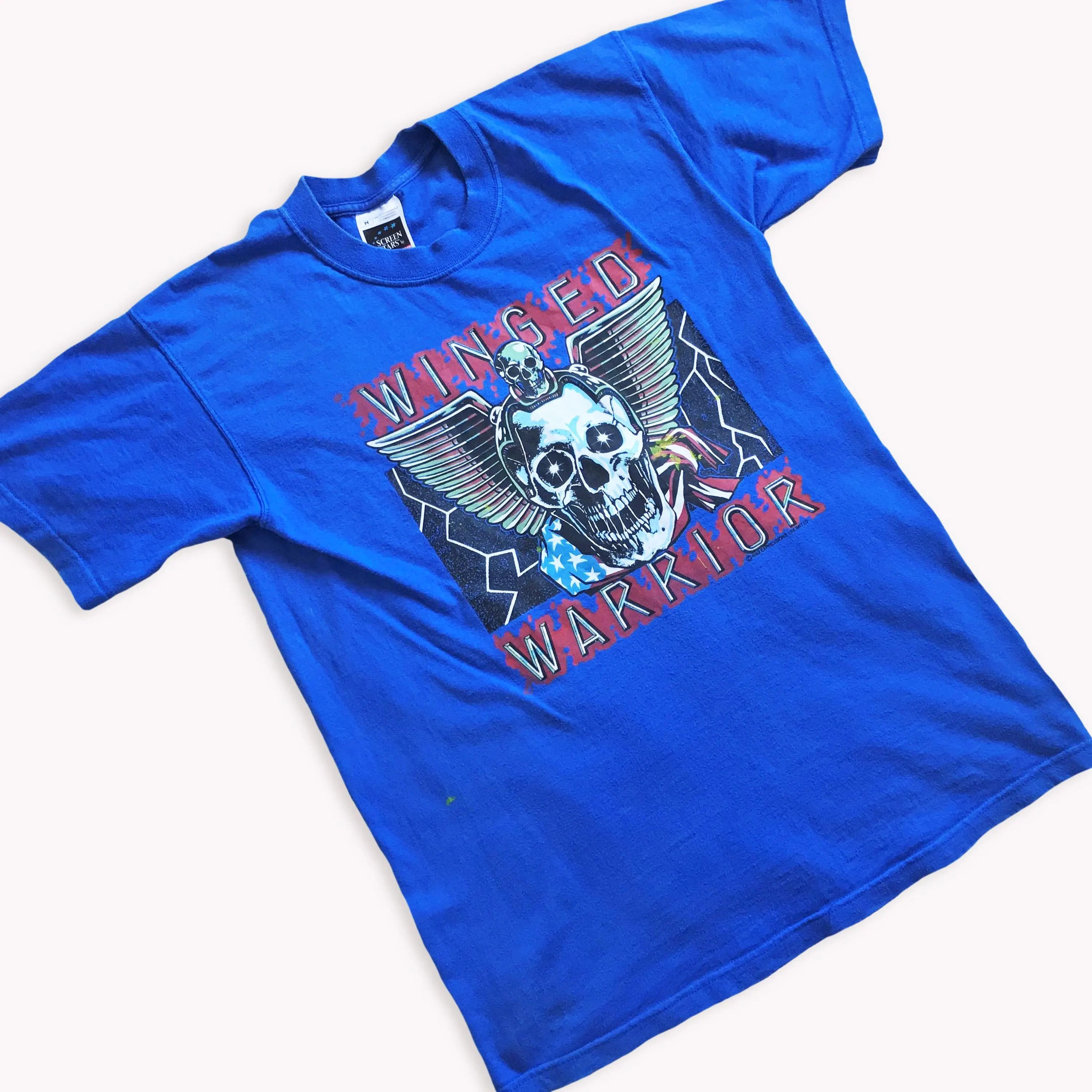Fruit Of The Loom Vintage 1989 WINGED WARRIOR T shirt 80s 90s Tee Skull Size US M / EU 48-50 / 2 - 7 Thumbnail