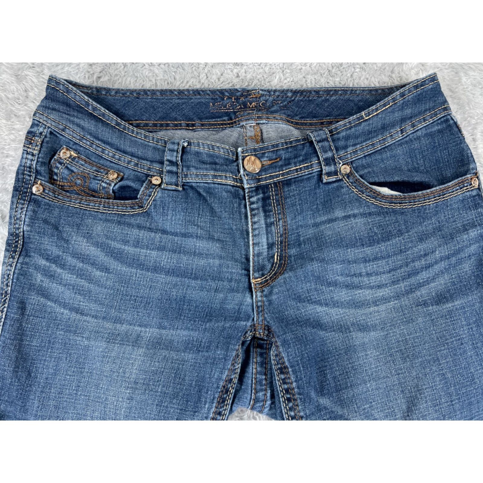 Vintage Vintage Seven7 Women’s Blue Denim Straight Leg Jeans 33x30 Low Rise Cotton Blend Size 24" / US 00 / IT 34 - 4 Thumbnail