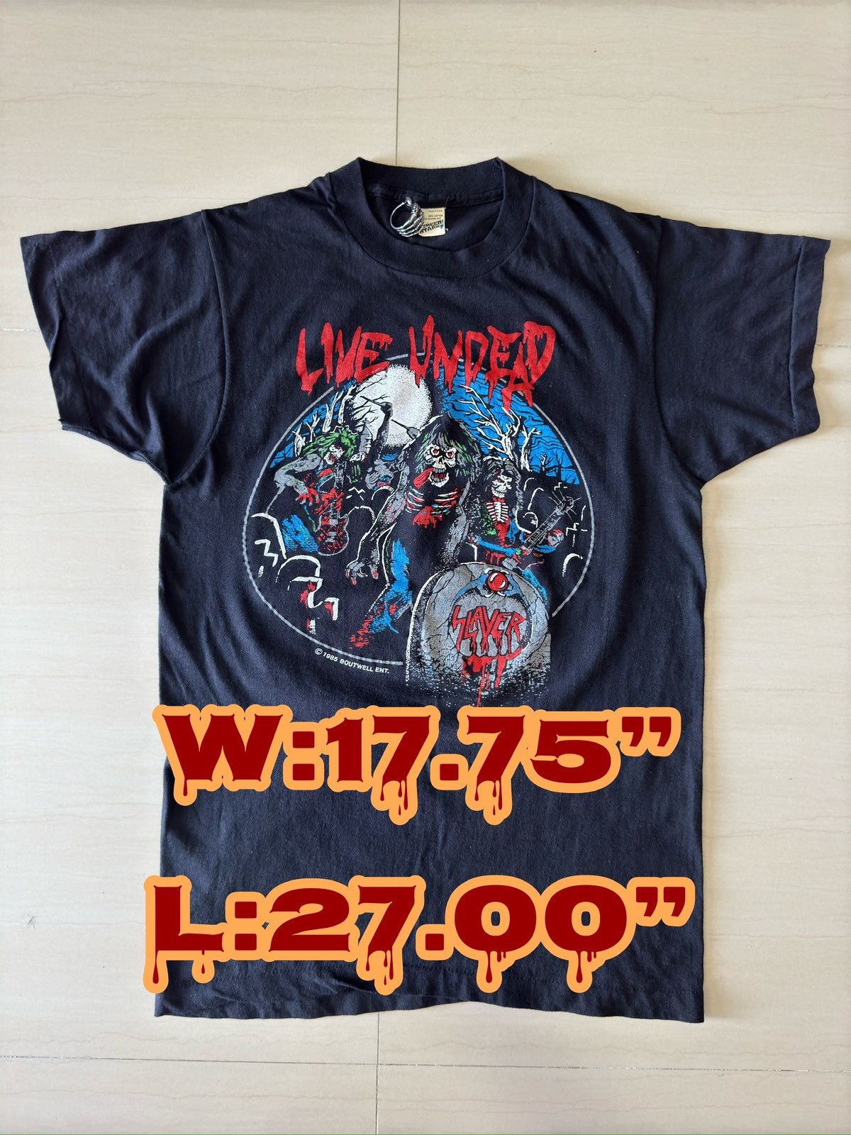 Band Tees × Vintage 1985 Slayer Live Undead Fall Slatanic Wehrmacht 80s Shirt Size US M / EU 48-50 / 2 - 1 Thumbnail