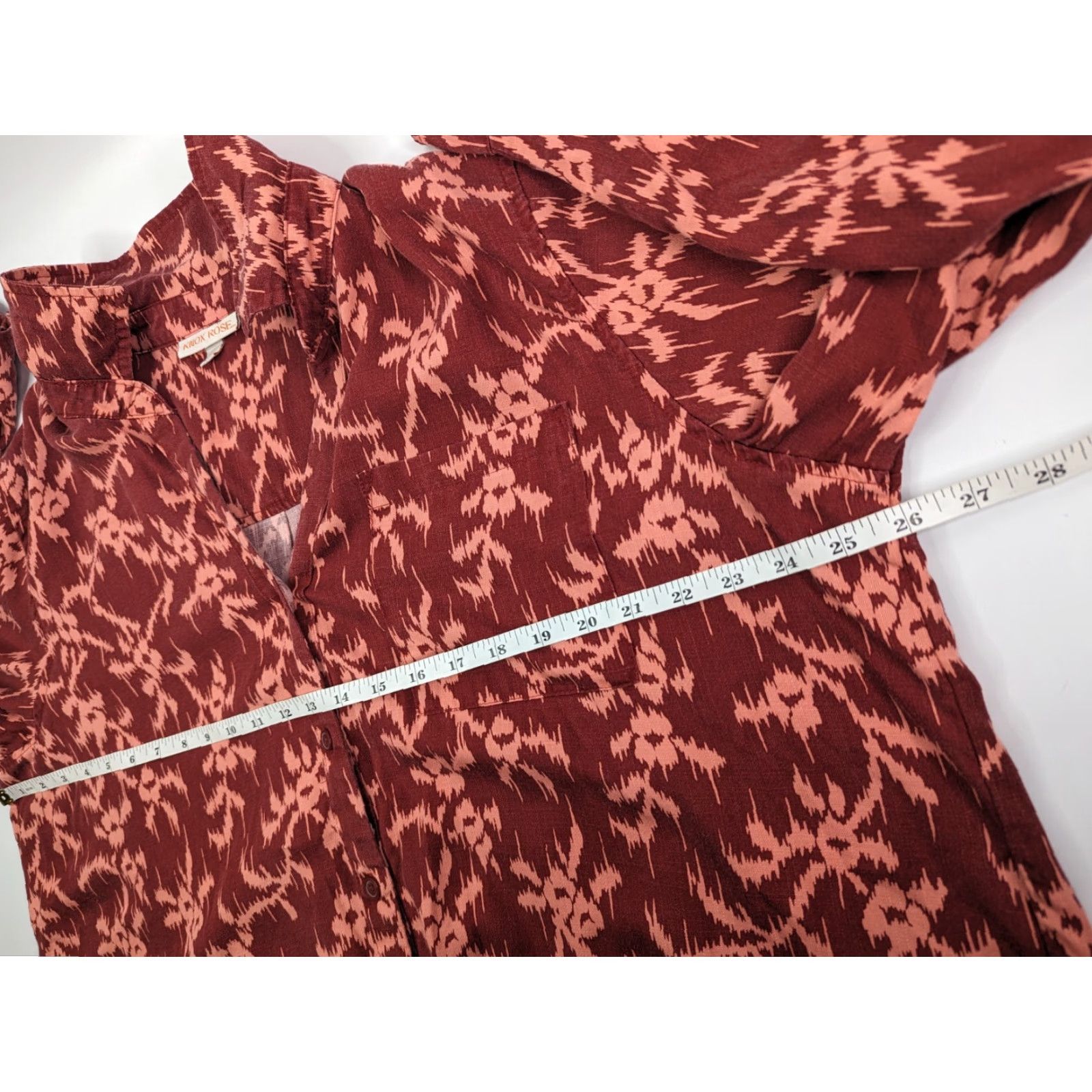 Vintage Knox Rose Shirt Womens 2XL Red Long Sleeve Button-Up Collared Lyocell Front Patch Pocket Casual Workwear Size XXL / US 16-18 / IT 52-54 - 6 Thumbnail