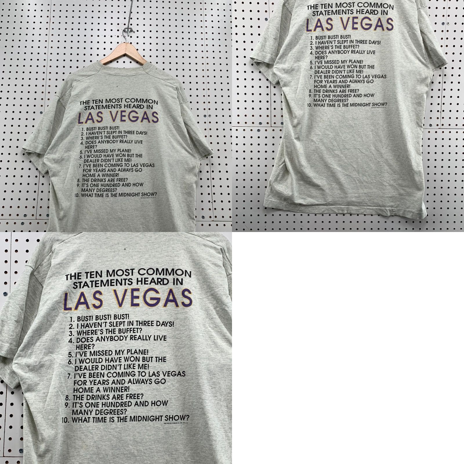 Fruit Of The Loom VINTAGE Las Vegas 90s Survived Shirt Mens XL Gray USA Single Stitch Fruit of the Loom T-Shirt Size US XL / EU 56 / 4 - 11 Thumbnail