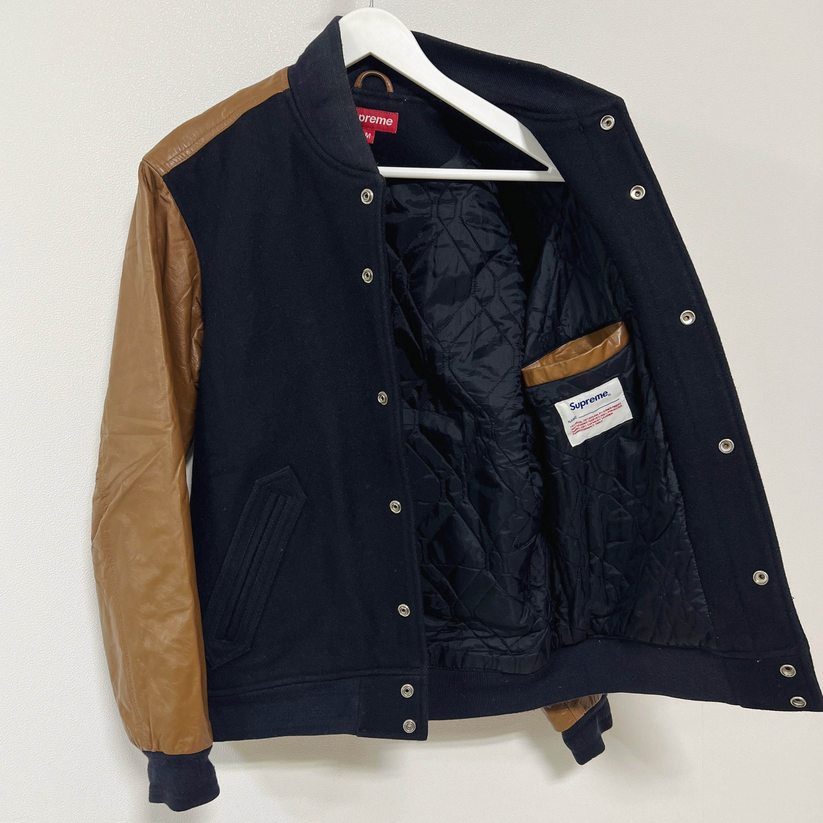Supreme Supreme AW07 In God We Trust Varsity Jacket Navy Brown Size US M / EU 48-50 / 2 - 3 Thumbnail