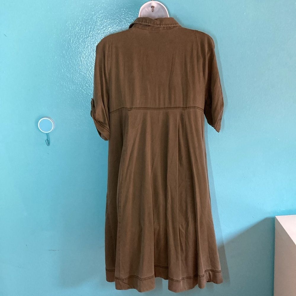 Anthropologie Anthropologie "Visit Mariona" Holding Horses Green Tencel Dr Size L / US 10 / IT 46 - 16 Thumbnail