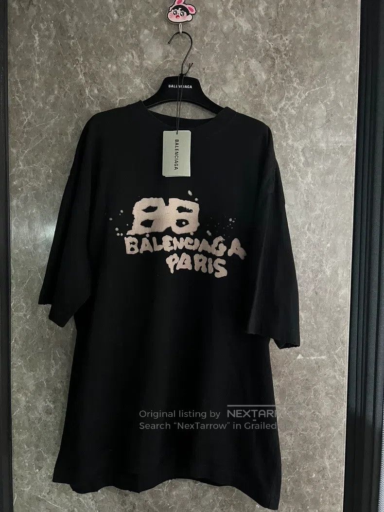 Balenciaga Balenciaga Double B Splatter Short Sleeve T-Shirt, Size L Size US L / EU 52-54 / 3 - 1 Thumbnail