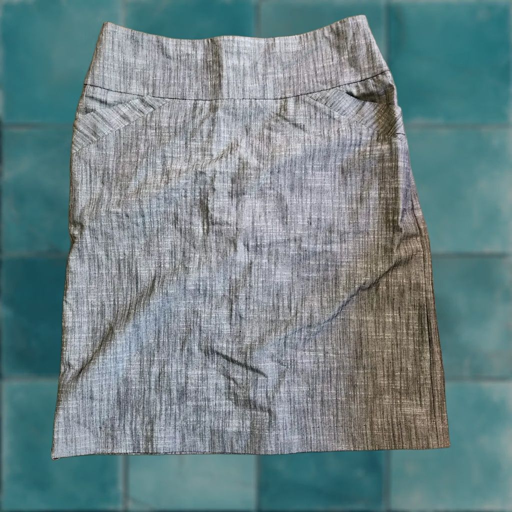 Vintage Larry Levine Skirt Women Gray Heathered Stretch Knee Length Size 6 Polyester Spandex Cotton Pants Pencil Vintage: No But Not Applicable Size 28" / US 6 / IT 42 - 1 Thumbnail