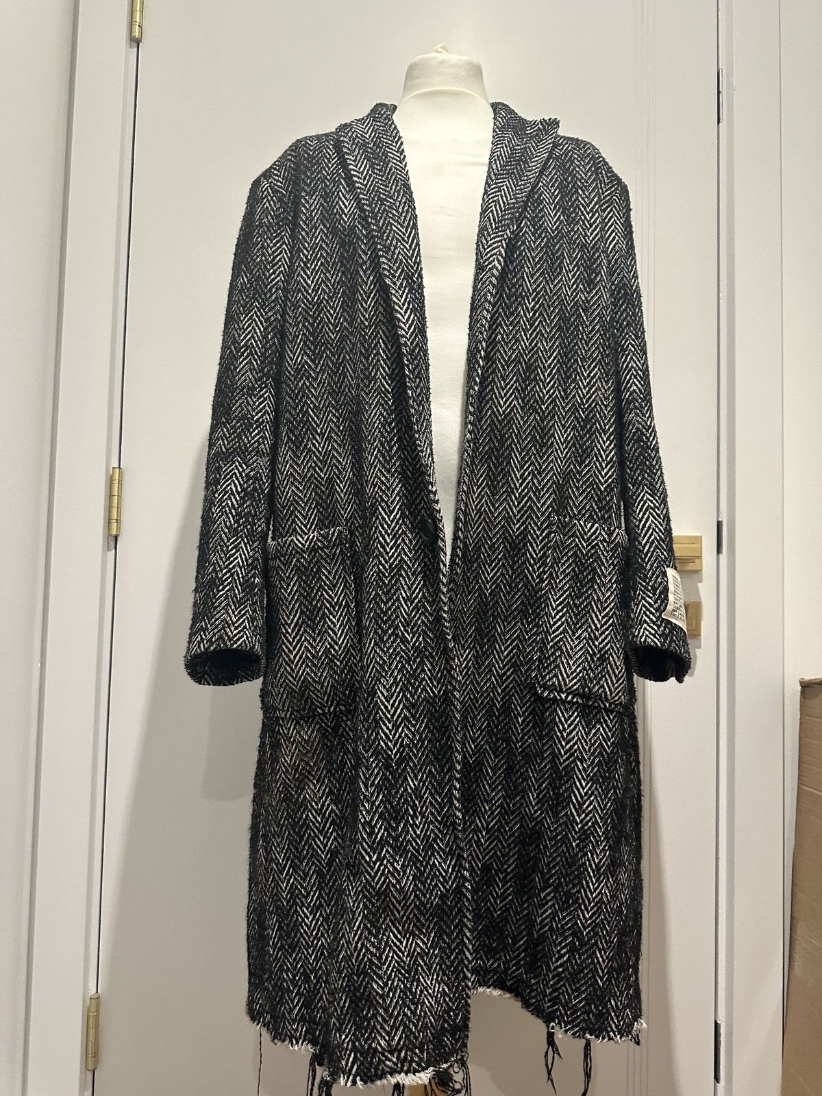 image of Diesel Pattern Long Coat in Black, Men's (Size XL)