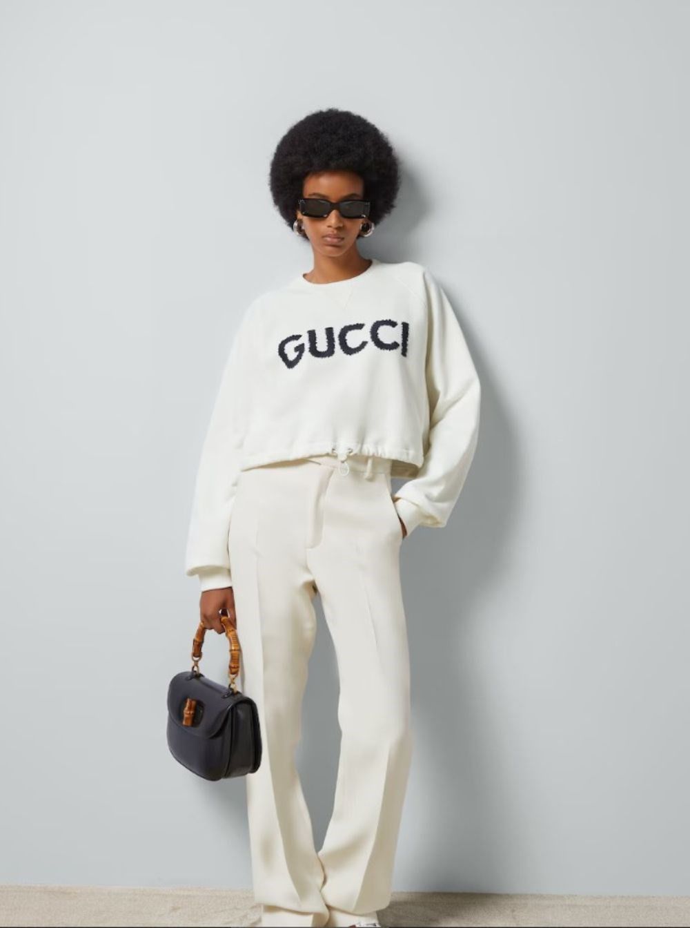 Gucci o1la5ras0526 Cotton Jersey Drawstring Sweatshirt in White Size XXS / US 00 / IT 34 - 4 Thumbnail