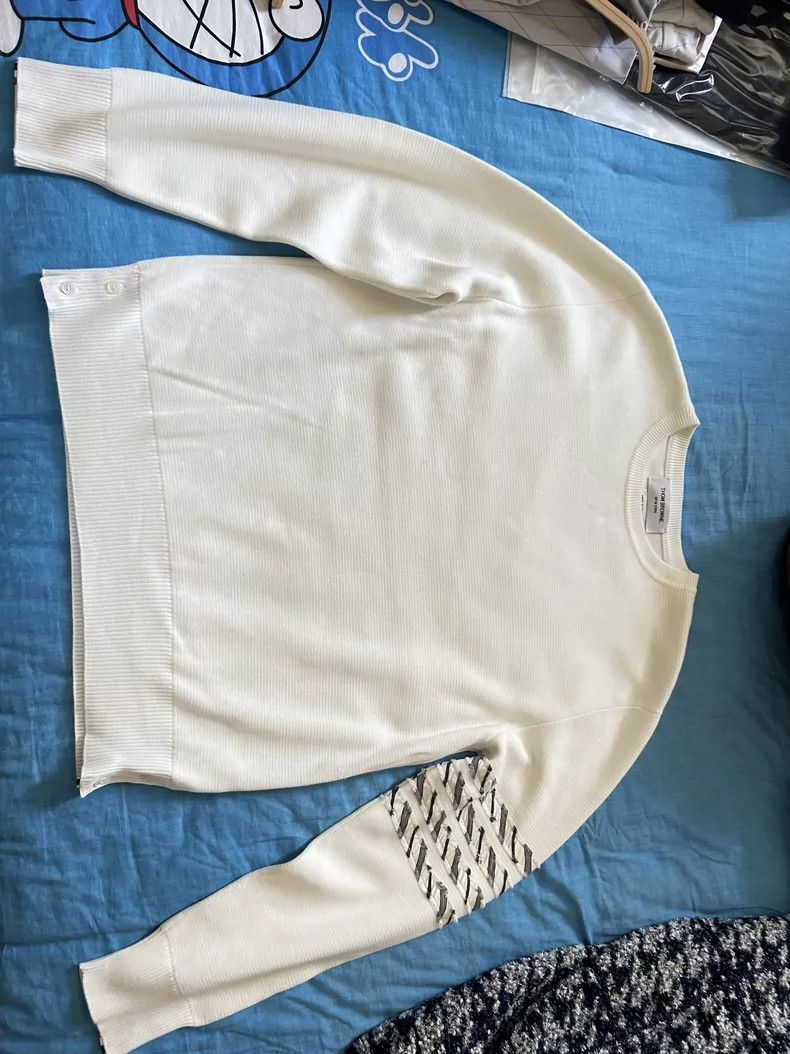 Thom Browne Thom Browne White knitted sweater Size US L / EU 52-54 / 3 - 1 Thumbnail