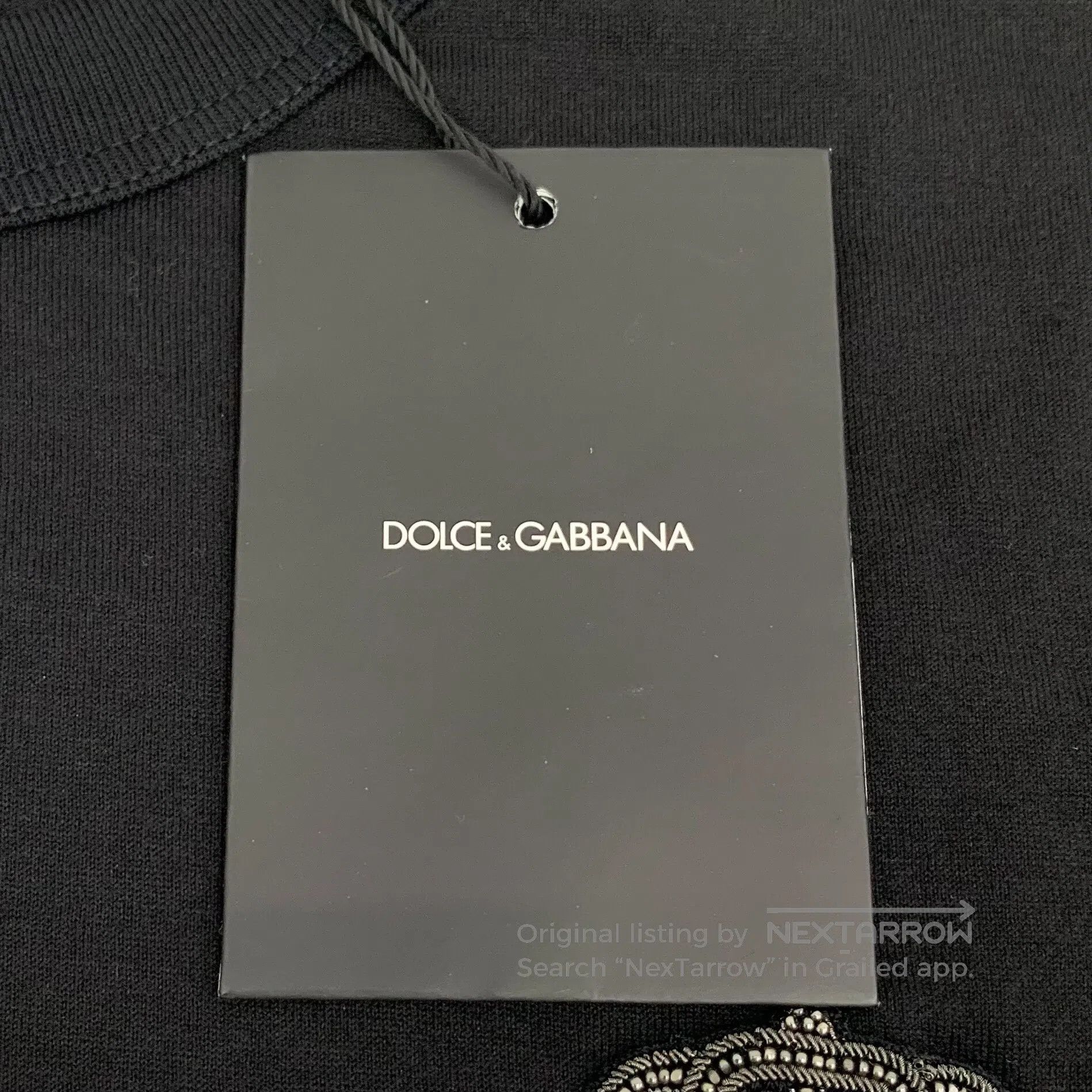 Dolce & Gabbana Dolce Gabbana Black Crown Bee Beadwork Design Cotton Crew Size US M / EU 48-50 / 2 - 7 Thumbnail