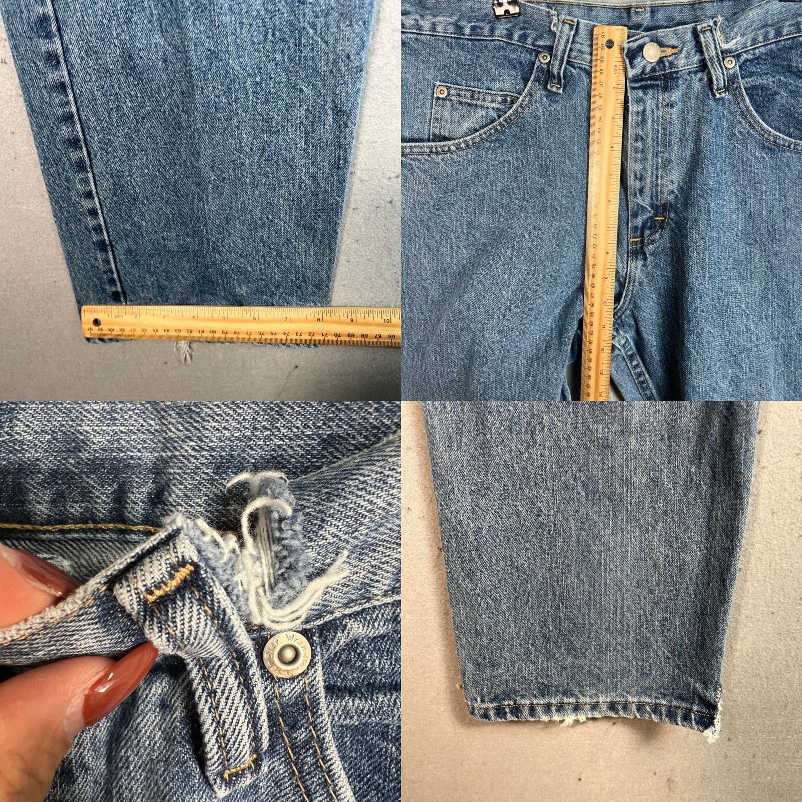 Wrangler Wrangler Mens 33 x 32 Relaxed Fit Straight Leg Blue Denim Jeans Shirt? Size US 33 - 8 Thumbnail