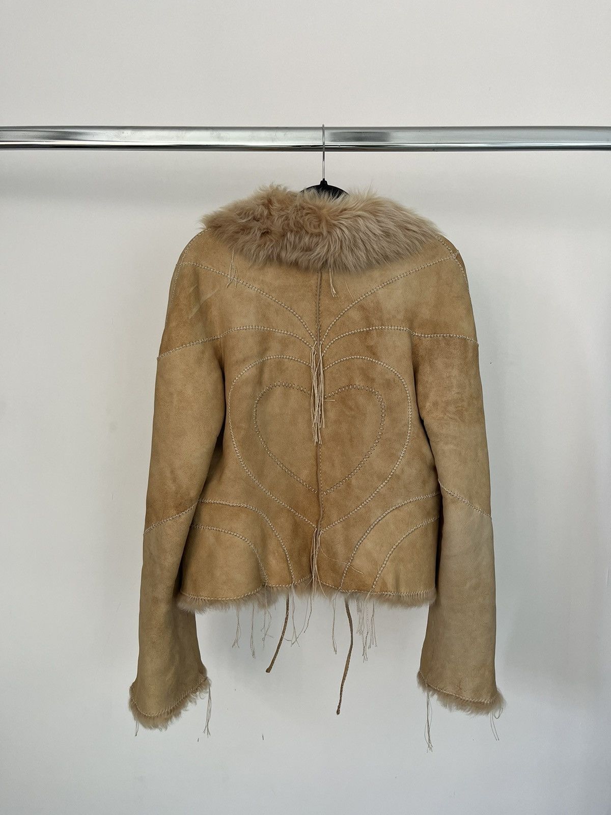 Roberto Cavalli Roberto Cavalli F/W2003 Beige Heart Leather Fur Lace Jacket Size US S / EU 44-46 / 1 - 7 Thumbnail
