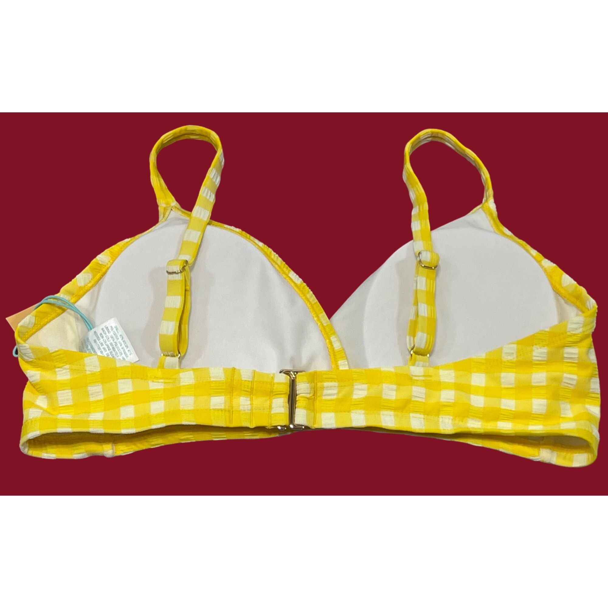 Other Kona Sol - Women's Textured Gingham Triangle Bikini Top - Ye Size ONE SIZE - 4 Thumbnail