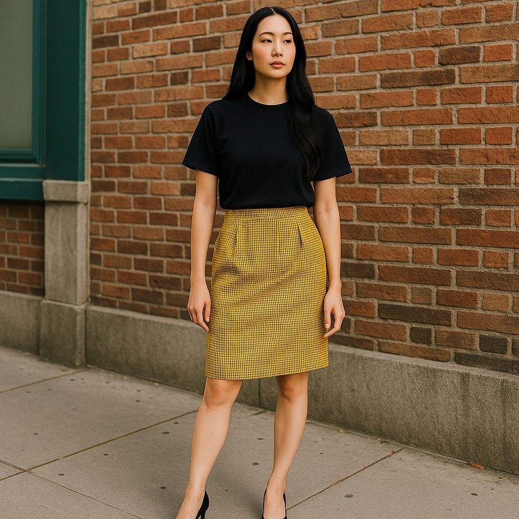J.Crew J crew brown yellow houndstooth classic skirt Size 27" / US 4 / IT 40 - 1 Thumbnail