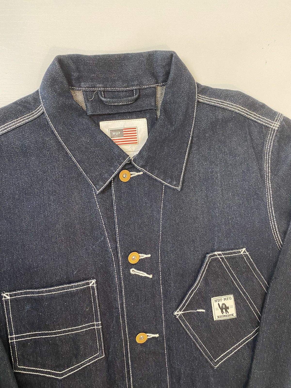 Huf Huf Railway Jacket, size L, blue denim, used Size US L / EU 52-54 / 3 - 6 Thumbnail