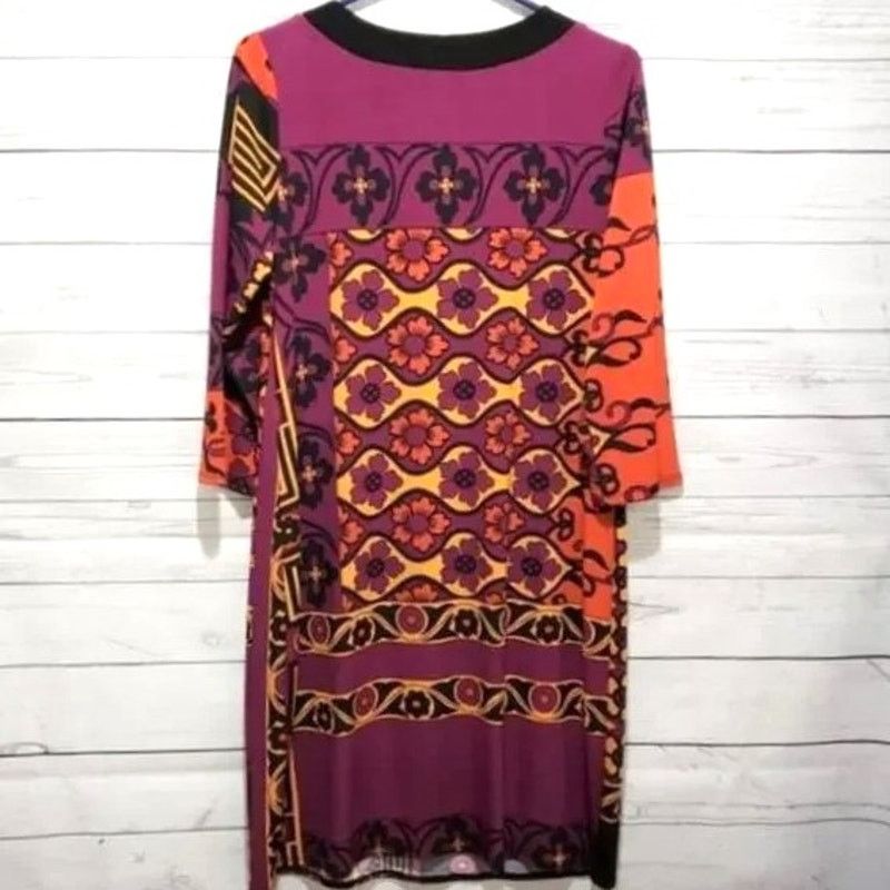 Designer Tiana B. Bohemian Colorblock Shift Midi Dress 10 Size L / US 10 / IT 46 - 6 Thumbnail