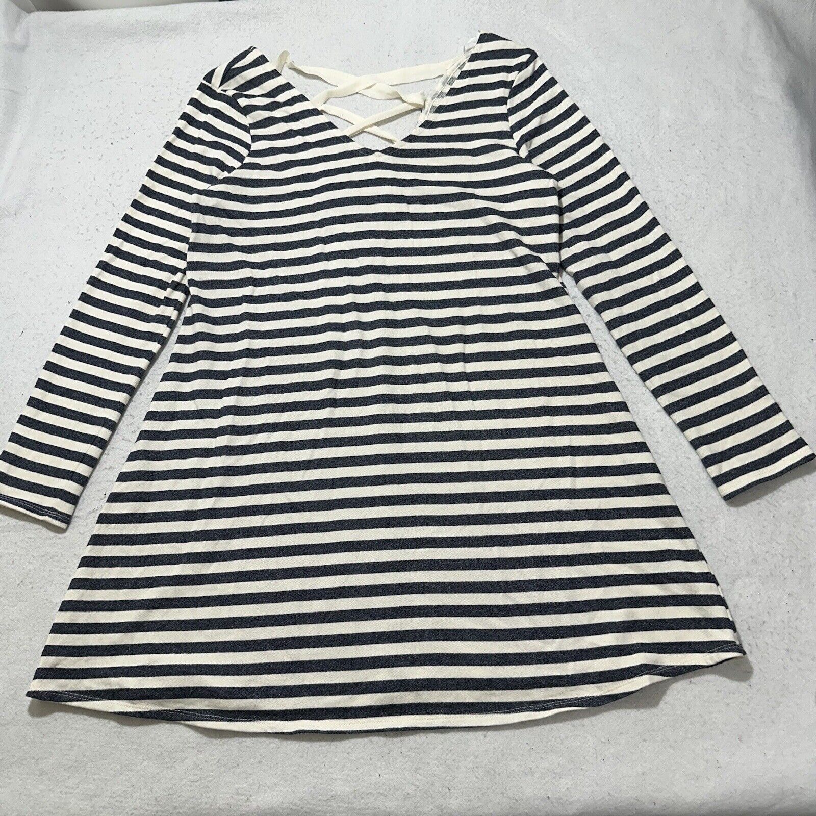 Other By & By XL A-Line Dress Crossback Navy Blue + White Striped Size XL / US 12-14 / IT 48-50 - 1 Thumbnail